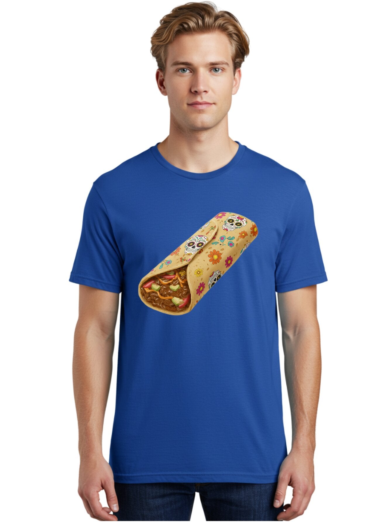 Burrito-With-Sugar-Skulls Men'S Graphic Tee, 100% Cotton, Comfortable Casual Summer Wear, Machine Washable, Vintage Camera, Old Camera, Antique Camera, Black Camera, Classic Photography, Photography Equipment, Nostalgic Device, Film Camera, Baq421 25