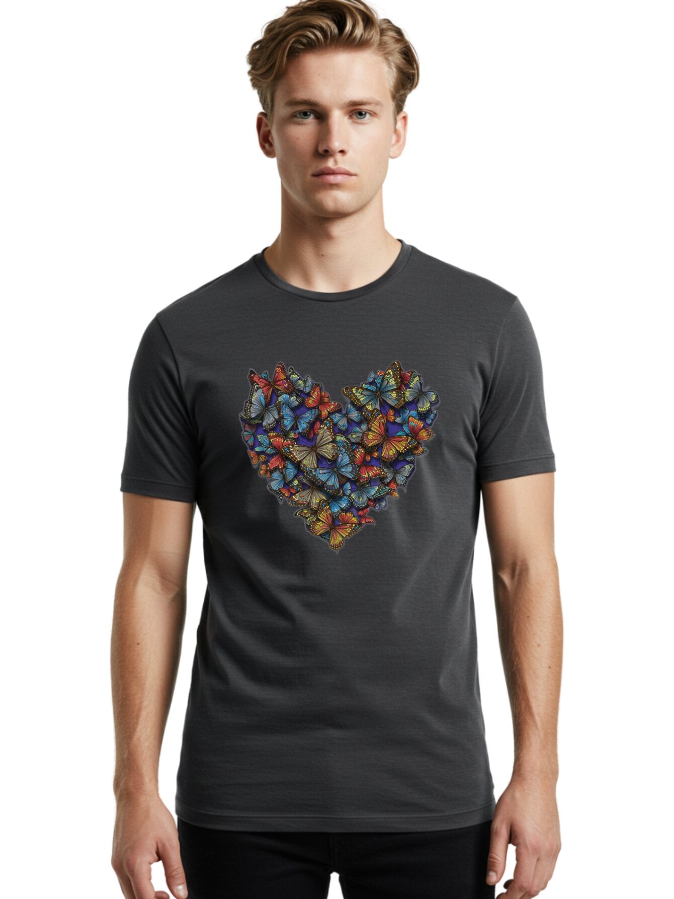 Butterflies-Heart-1 Men'S Graphic Tee, 100% Cotton, Comfortable Casual Summer Wear, Machine Washable, Vintage Camera, Old Camera, Antique Camera, Black Camera, Classic Photography, Photography Equipment, Nostalgic Device, Film Camera, Baq423 22