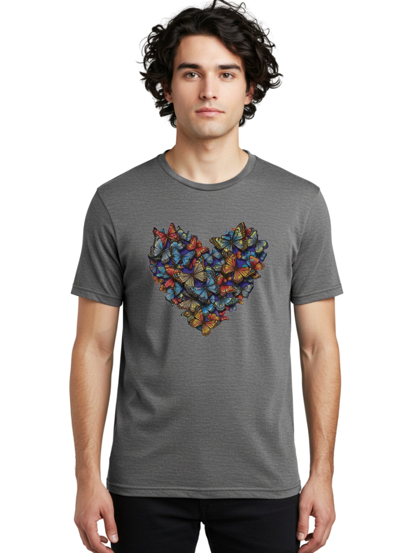 Butterflies-Heart-1 Men'S Graphic Tee, 100% Cotton, Comfortable Casual Summer Wear, Machine Washable, Vintage Camera, Old Camera, Antique Camera, Black Camera, Classic Photography, Photography Equipment, Nostalgic Device, Film Camera, Baq423 20