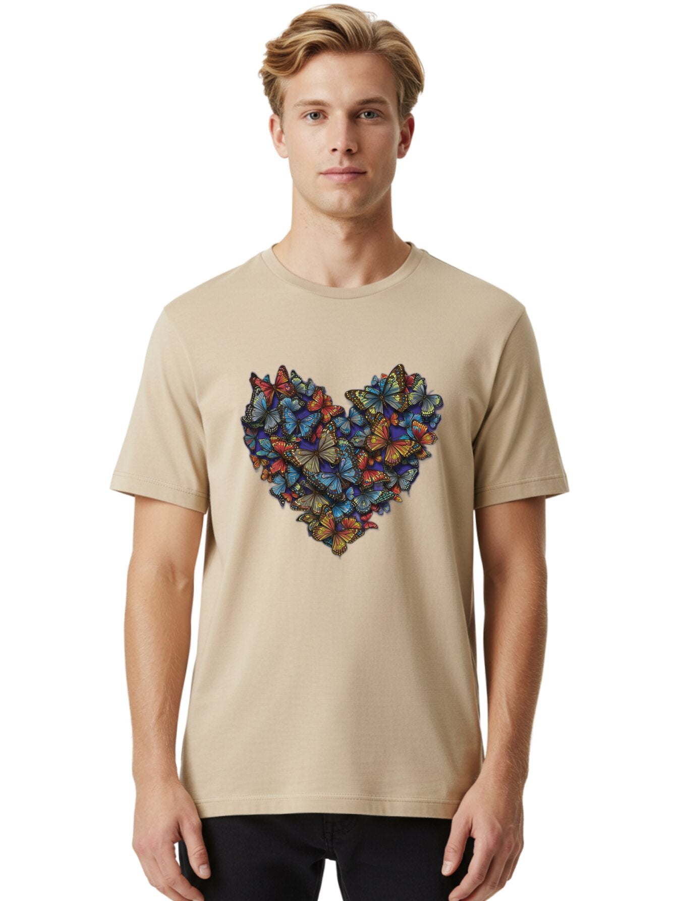 Butterflies-Heart-1 Men'S Graphic Tee, 100% Cotton, Comfortable Casual Summer Wear, Machine Washable, Vintage Camera, Old Camera, Antique Camera, Black Camera, Classic Photography, Photography Equipment, Nostalgic Device, Film Camera, Baq423 25