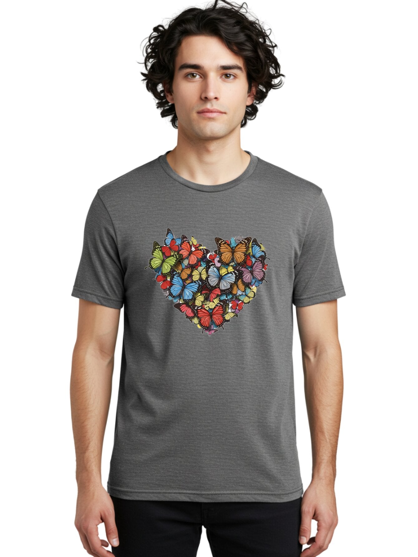 Butterflies-Heart-2 Men'S Graphic Tee, 100% Cotton, Comfortable Casual Summer Wear, Machine Washable, Vintage Camera, Old Camera, Antique Camera, Black Camera, Classic Photography, Photography Equipment, Nostalgic Device, Film Camera, Baq424 28