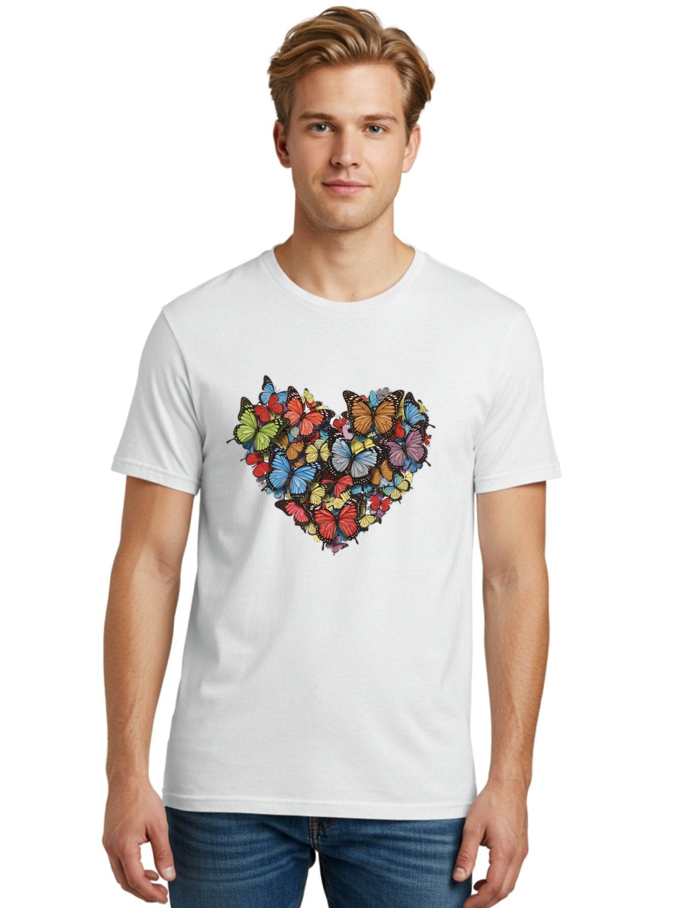 Butterflies-Heart-2 Men'S Graphic Tee, 100% Cotton, Comfortable Casual Summer Wear, Machine Washable, Vintage Camera, Old Camera, Antique Camera, Black Camera, Classic Photography, Photography Equipment, Nostalgic Device, Film Camera, Baq424 25