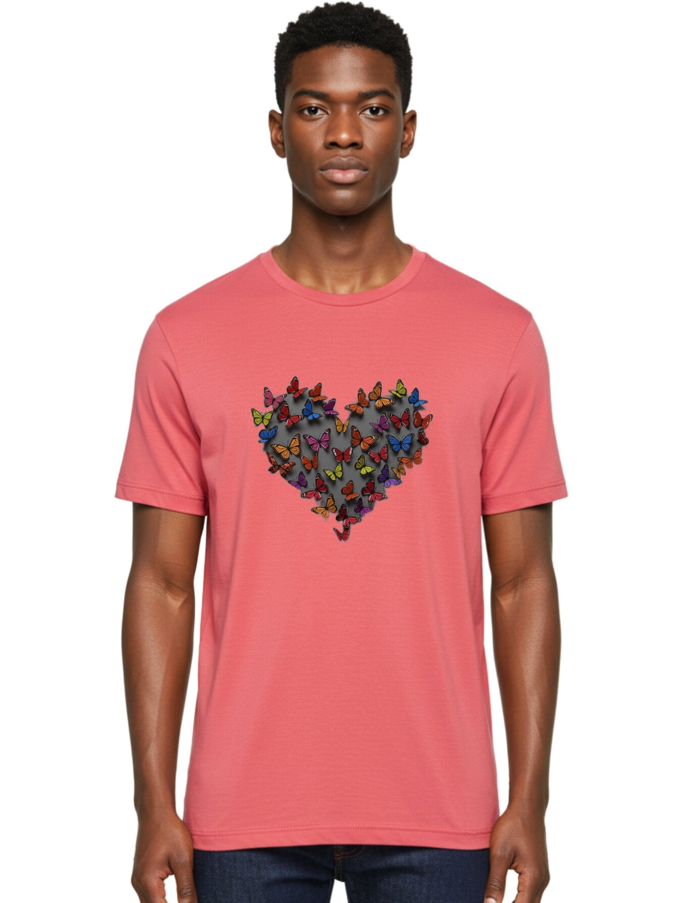 Butterflies-Heart Men'S Graphic Tee, 100% Cotton, Comfortable Casual Summer Wear, Machine Washable, Vintage Camera, Old Camera, Antique Camera, Black Camera, Classic Photography, Photography Equipment, Nostalgic Device, Film Camera, Camera Art Baq425 16