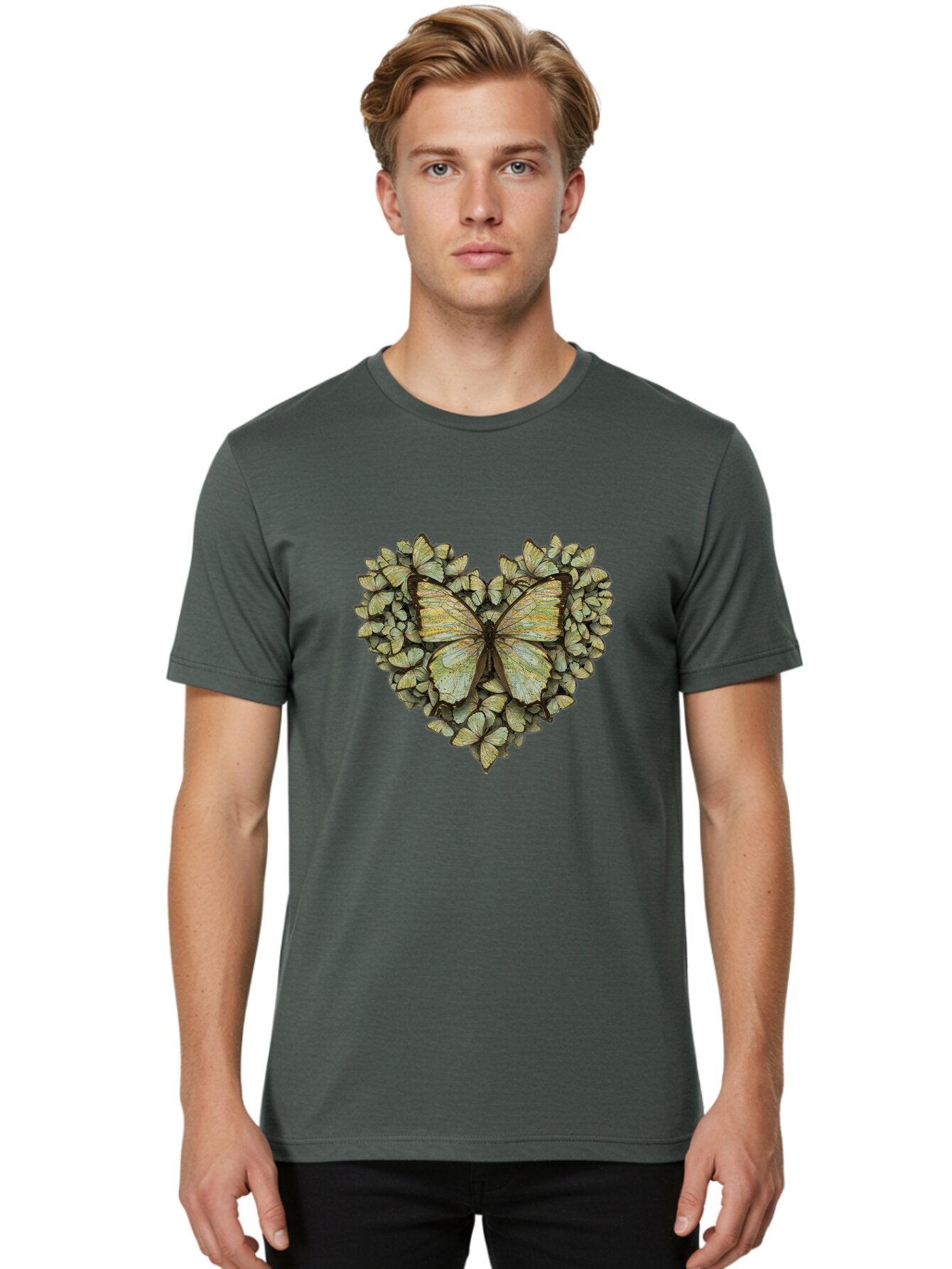 Butterfly-Heart-1 Men'S Graphic Tee, 100% Cotton, Comfortable Casual Summer Wear, Machine Washable, Vintage Camera, Old Camera, Antique Camera, Black Camera, Classic Photography, Photography Equipment, Nostalgic Device, Film Camera, Camera Art Baq426 20