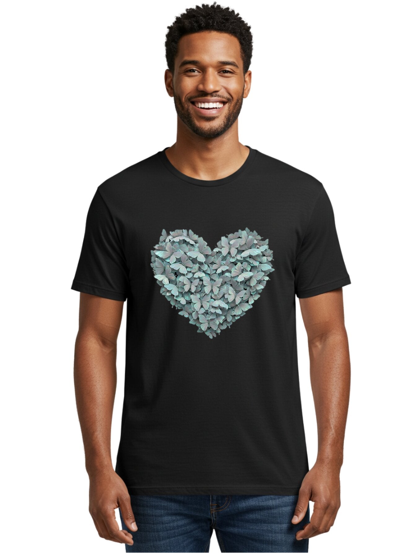 Butterfly-Heart-3 Men'S Graphic Tee, 100% Cotton, Comfortable Casual Summer Wear, Machine Washable, Vintage Camera, Old Camera, Antique Camera, Black Camera, Classic Photography, Photography Equipment, Nostalgic Device, Film Camera, Camera Art Baq428 20
