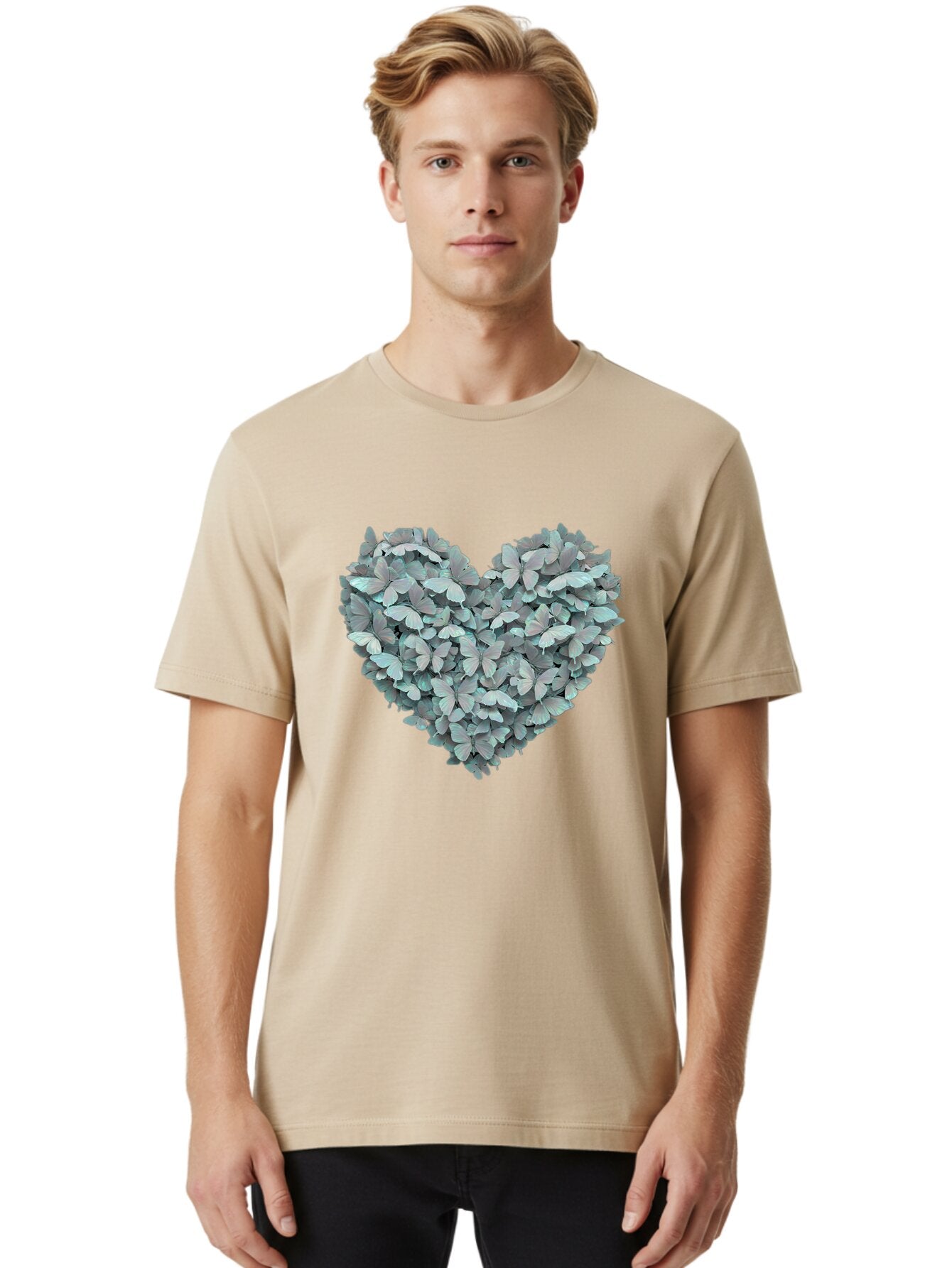 Butterfly-Heart-3 Men'S Graphic Tee, 100% Cotton, Comfortable Casual Summer Wear, Machine Washable, Vintage Camera, Old Camera, Antique Camera, Black Camera, Classic Photography, Photography Equipment, Nostalgic Device, Film Camera, Camera Art Baq428 30