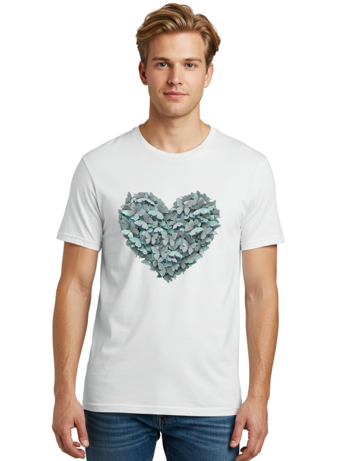 Butterfly-Heart-3 Men'S Graphic Tee, 100% Cotton, Comfortable Casual Summer Wear, Machine Washable, Vintage Camera, Old Camera, Antique Camera, Black Camera, Classic Photography, Photography Equipment, Nostalgic Device, Film Camera, Camera Art Baq428 29