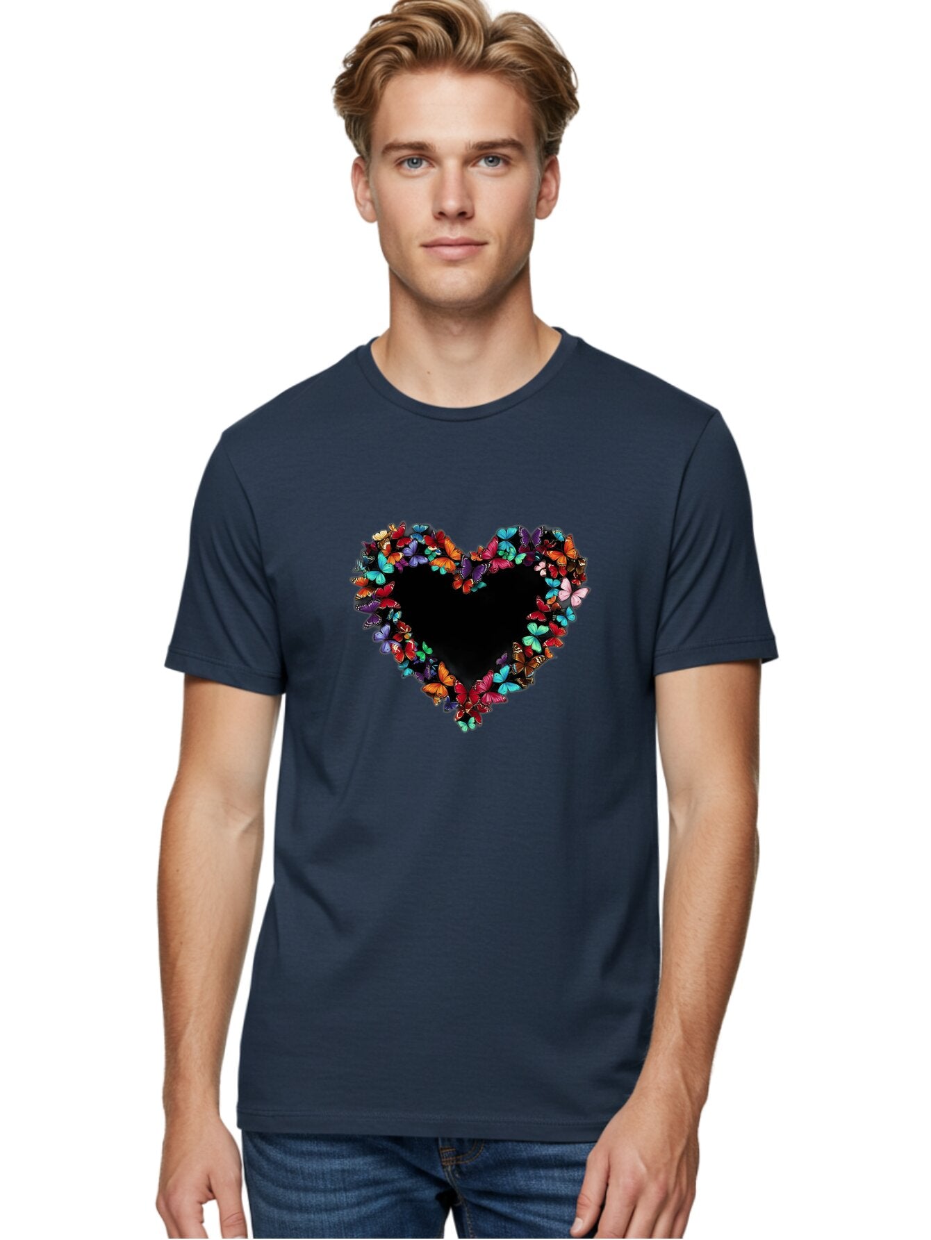 Butterfly-Heart Men'S Graphic Tee, 100% Cotton, Comfortable Casual Summer Wear, Machine Washable, Vintage Camera, Old Camera, Antique Camera, Black Camera, Classic Photography, Photography Equipment, Nostalgic Device, Film Camera, Camera Art Baq429 29