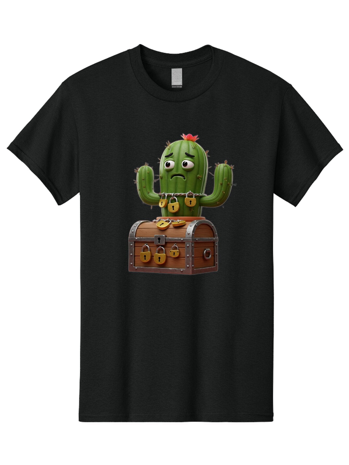 Cactus-With-Treasure-Chest Men'S Graphic Tee, 100% Cotton, Comfortable Casual Summer Wear, Machine Washable, Vintage Camera, Old Camera, Antique Camera, Black Camera, Classic Photography, Photography Equipment, Nostalgic Device, Film Camera, Baq434 2