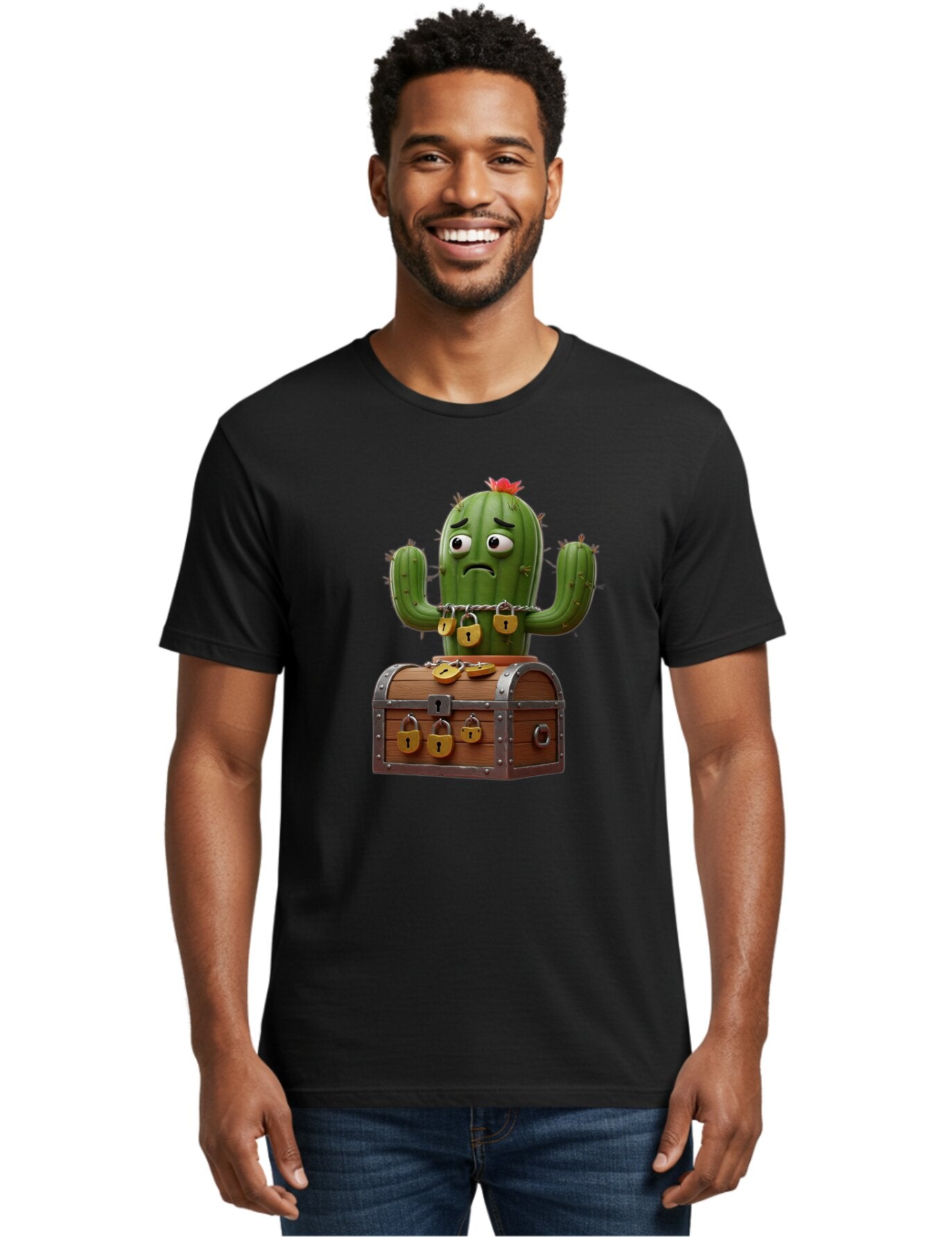 Cactus-With-Treasure-Chest Men'S Graphic Tee, 100% Cotton, Comfortable Casual Summer Wear, Machine Washable, Vintage Camera, Old Camera, Antique Camera, Black Camera, Classic Photography, Photography Equipment, Nostalgic Device, Film Camera, Baq434 21