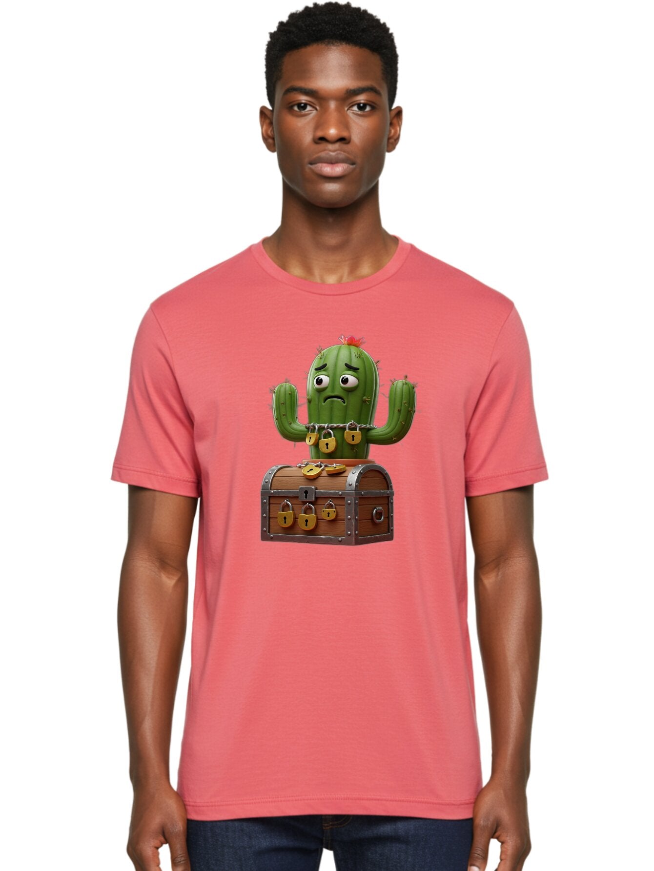 Cactus-With-Treasure-Chest Men'S Graphic Tee, 100% Cotton, Comfortable Casual Summer Wear, Machine Washable, Vintage Camera, Old Camera, Antique Camera, Black Camera, Classic Photography, Photography Equipment, Nostalgic Device, Film Camera, Baq434 30