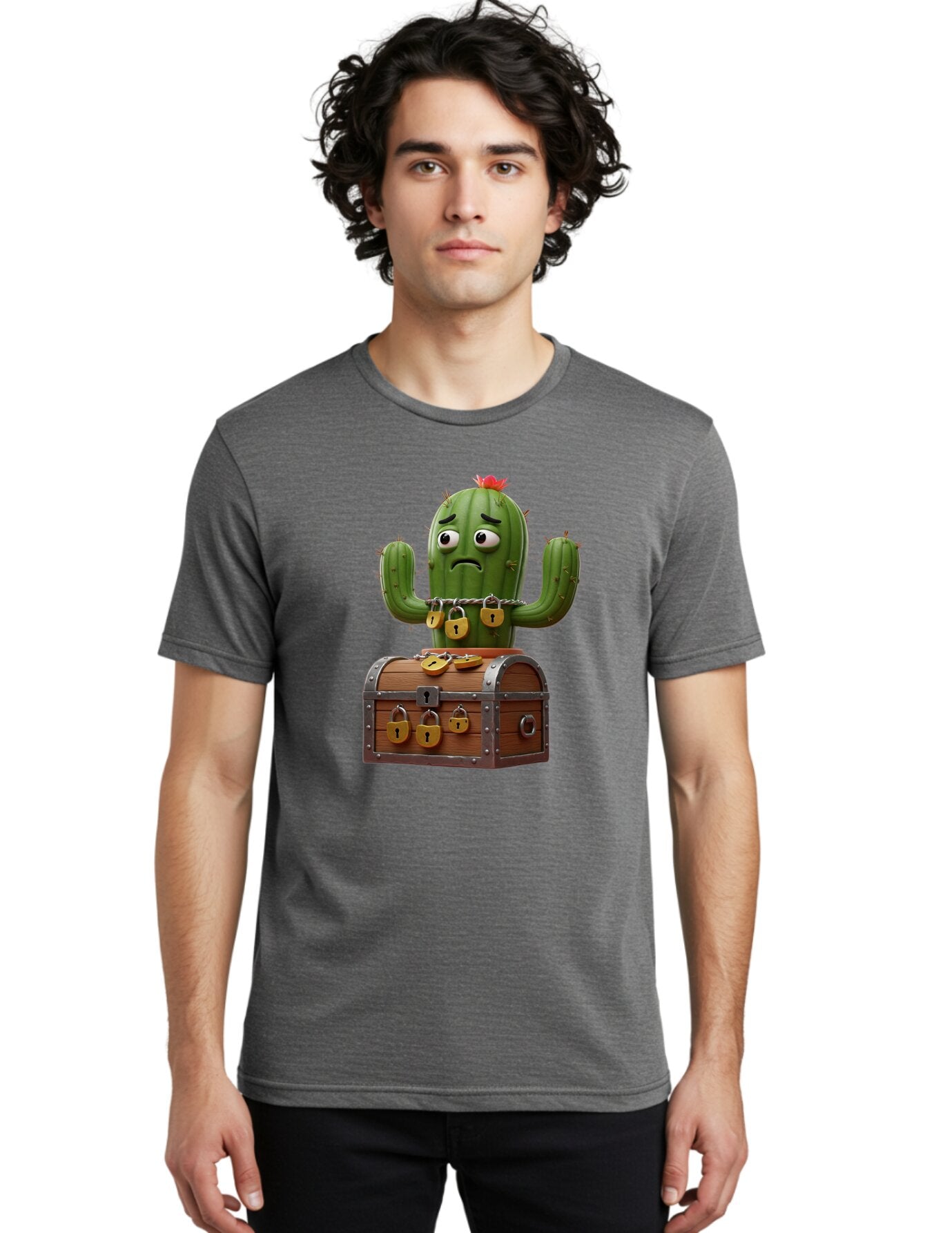 Cactus-With-Treasure-Chest Men'S Graphic Tee, 100% Cotton, Comfortable Casual Summer Wear, Machine Washable, Vintage Camera, Old Camera, Antique Camera, Black Camera, Classic Photography, Photography Equipment, Nostalgic Device, Film Camera, Baq434 16
