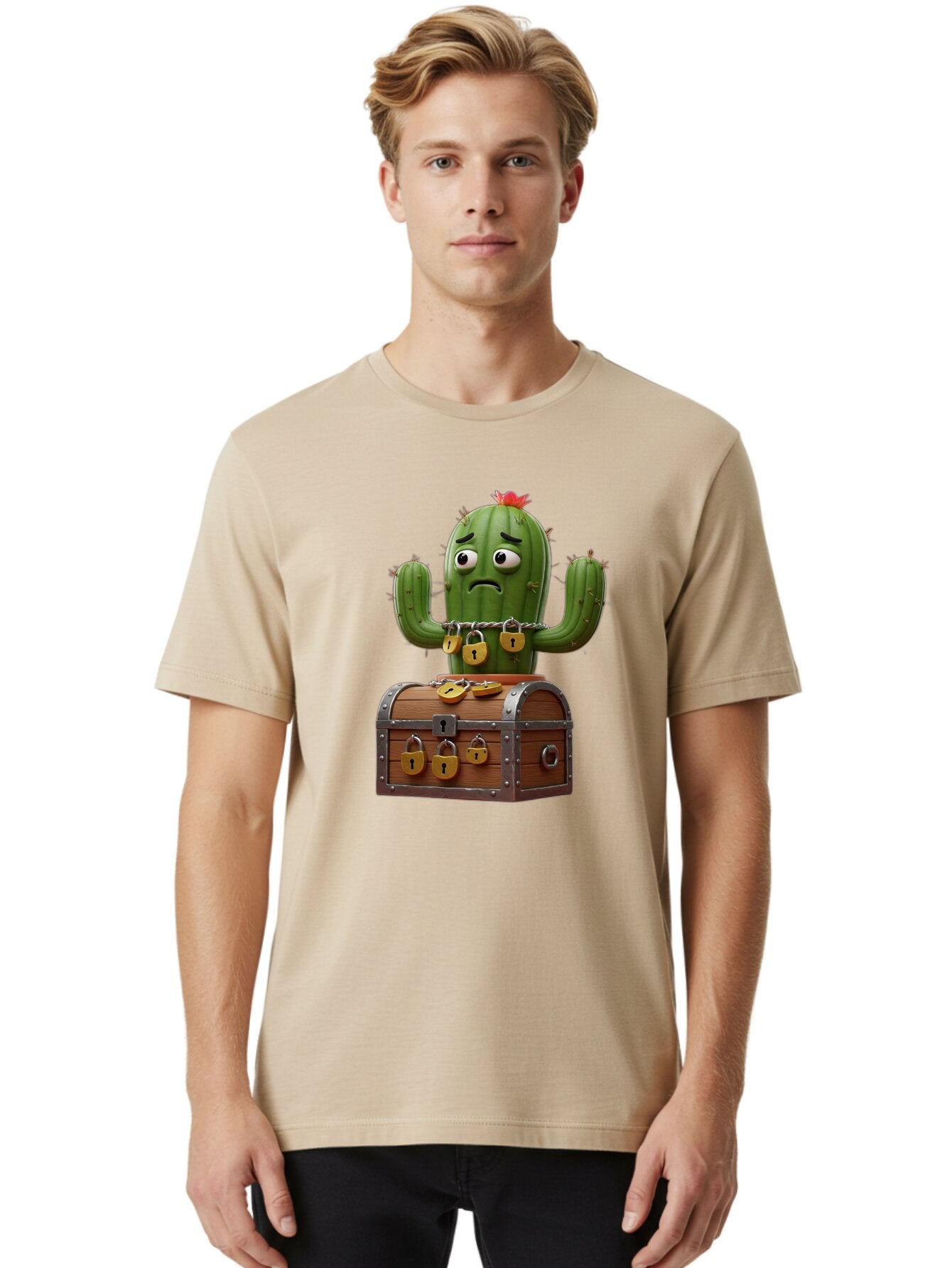 Cactus-With-Treasure-Chest Men'S Graphic Tee, 100% Cotton, Comfortable Casual Summer Wear, Machine Washable, Vintage Camera, Old Camera, Antique Camera, Black Camera, Classic Photography, Photography Equipment, Nostalgic Device, Film Camera, Baq434 22