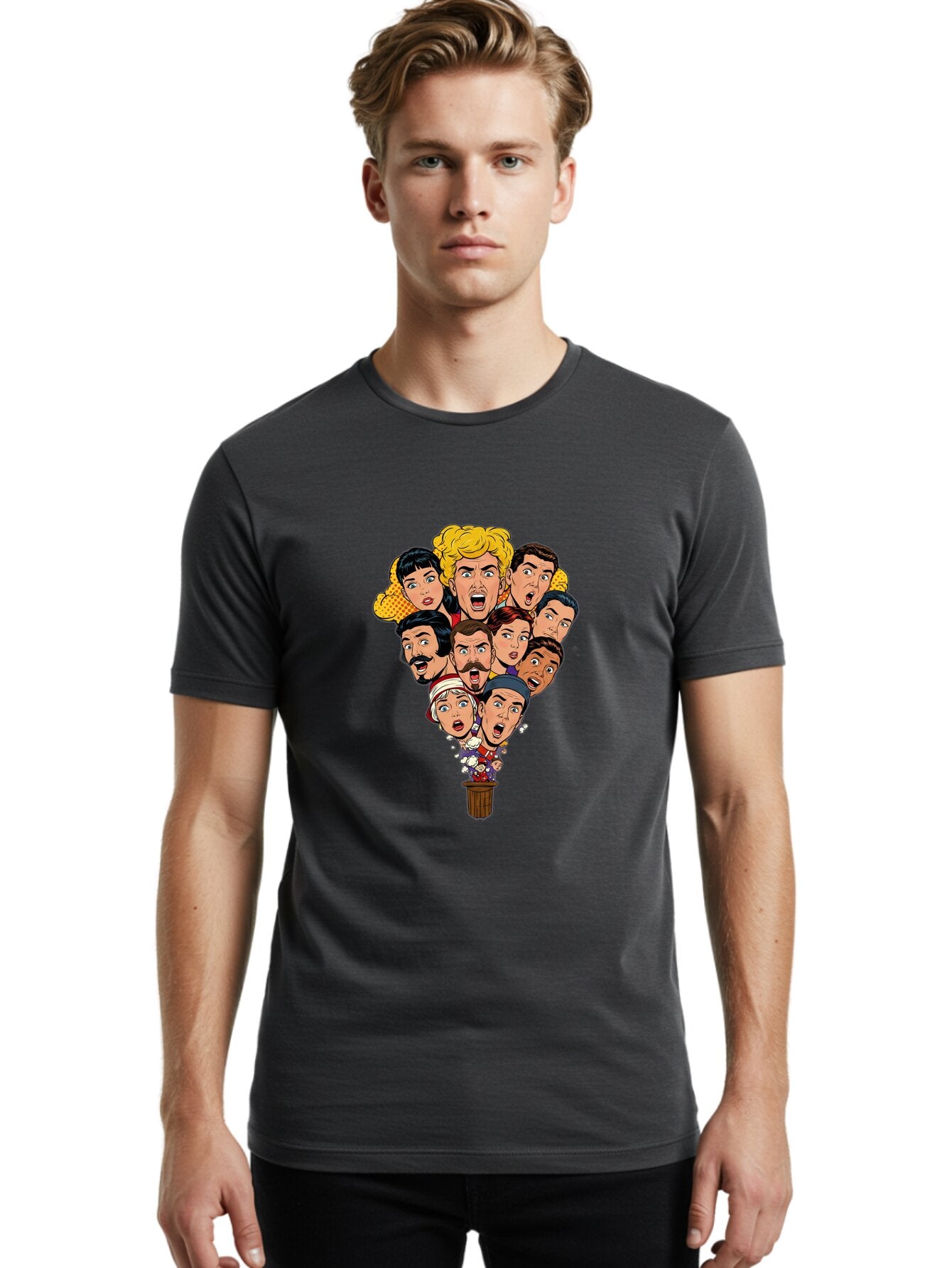 Cartoon-People-In-Balloon Men'S Graphic Tee, 100% Cotton, Comfortable Casual Summer Wear, Machine Washable, Vintage Camera, Old Camera, Antique Camera, Black Camera, Classic Photography, Photography Equipment, Nostalgic Device, Film Camera, Baq446 16