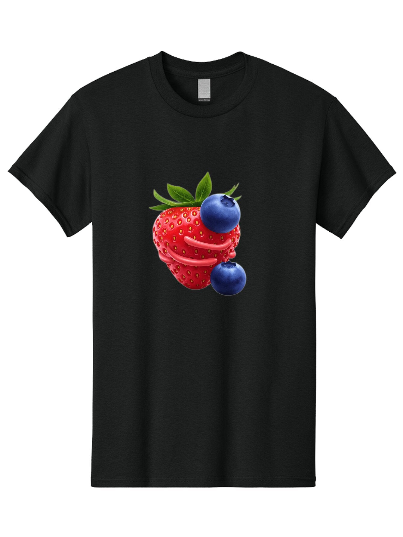 Cartoon-Strawberry-With-Blueberries Men'S Graphic Tee, 100% Cotton, Comfortable Casual Summer Wear, Machine Washable, Vintage Camera, Old Camera, Antique Camera, Black Camera, Classic Photography, Photography Equipment, Nostalgic Device, Baq447 8