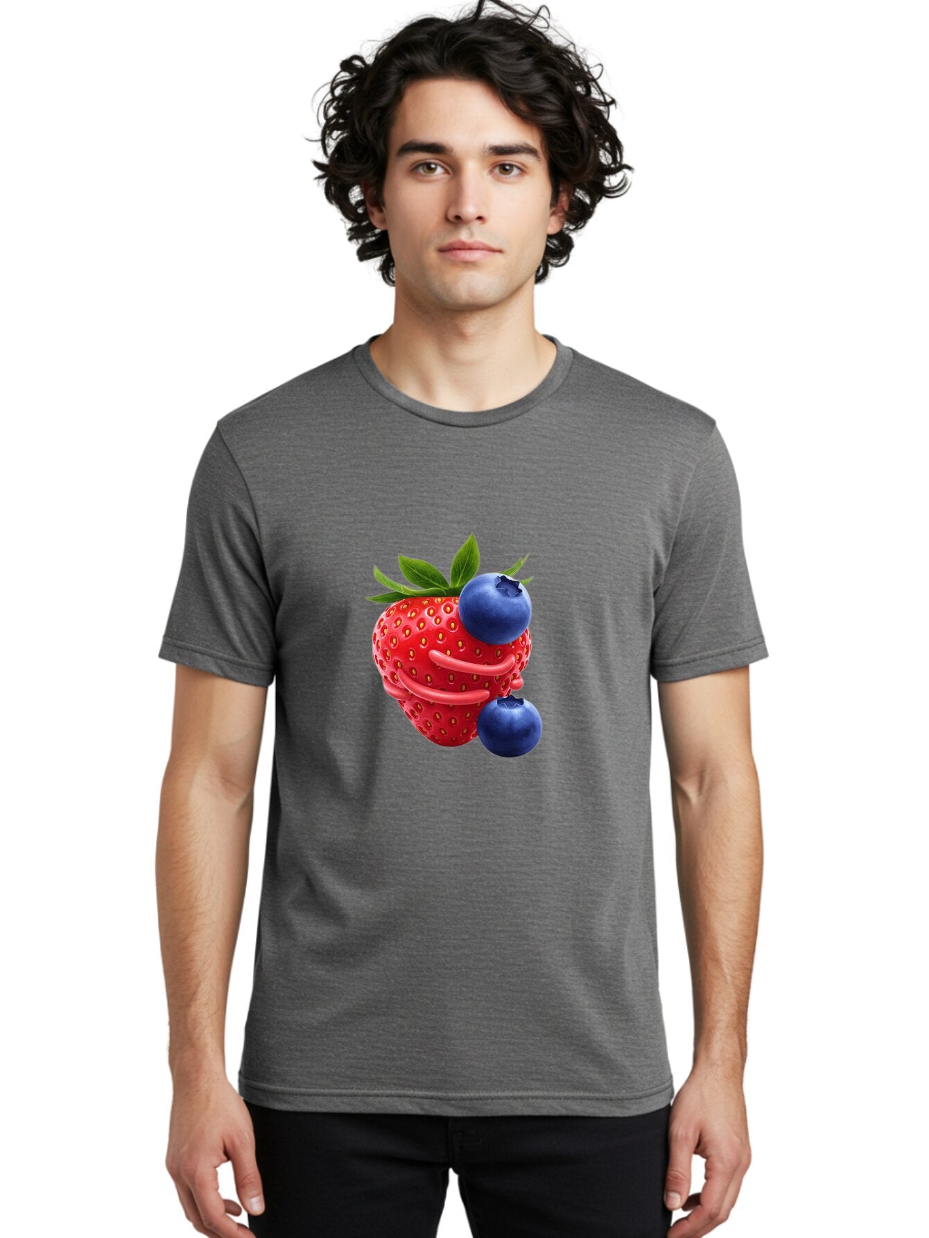 Cartoon-Strawberry-With-Blueberries Men'S Graphic Tee, 100% Cotton, Comfortable Casual Summer Wear, Machine Washable, Vintage Camera, Old Camera, Antique Camera, Black Camera, Classic Photography, Photography Equipment, Nostalgic Device, Baq447 20