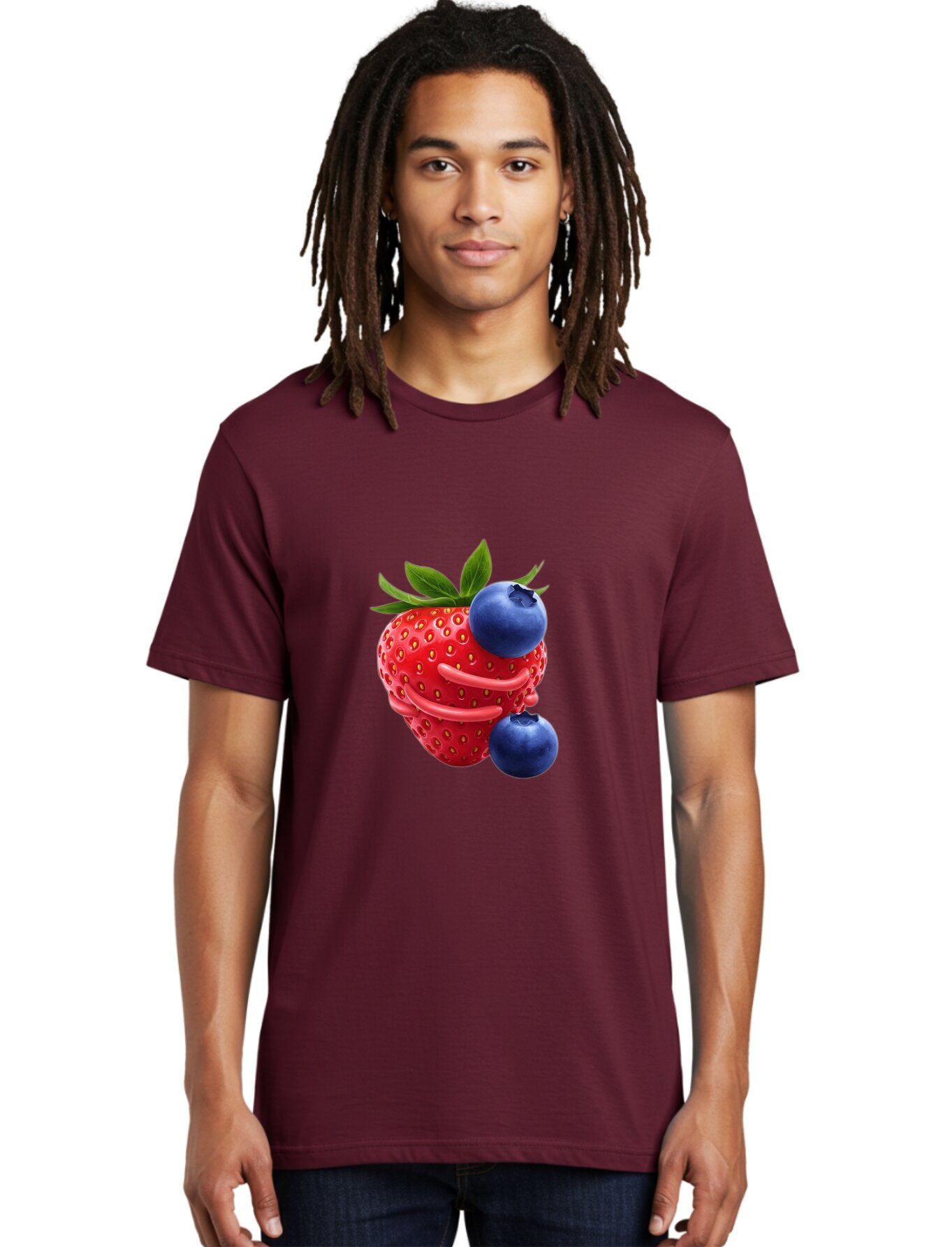 Cartoon-Strawberry-With-Blueberries Men'S Graphic Tee, 100% Cotton, Comfortable Casual Summer Wear, Machine Washable, Vintage Camera, Old Camera, Antique Camera, Black Camera, Classic Photography, Photography Equipment, Nostalgic Device, Baq447 29