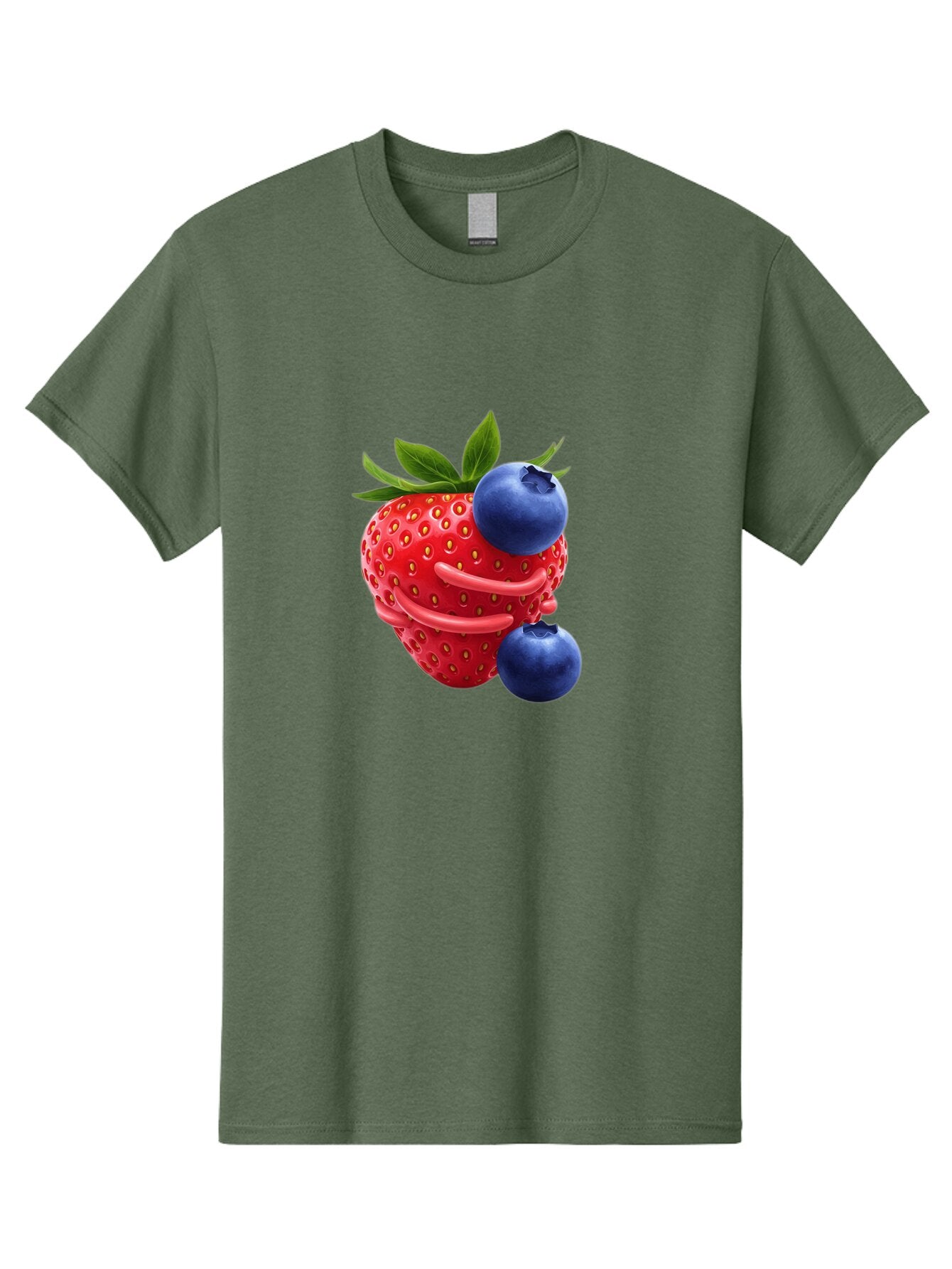 Cartoon-Strawberry-With-Blueberries Men'S Graphic Tee, 100% Cotton, Comfortable Casual Summer Wear, Machine Washable, Vintage Camera, Old Camera, Antique Camera, Black Camera, Classic Photography, Photography Equipment, Nostalgic Device, Baq447 3