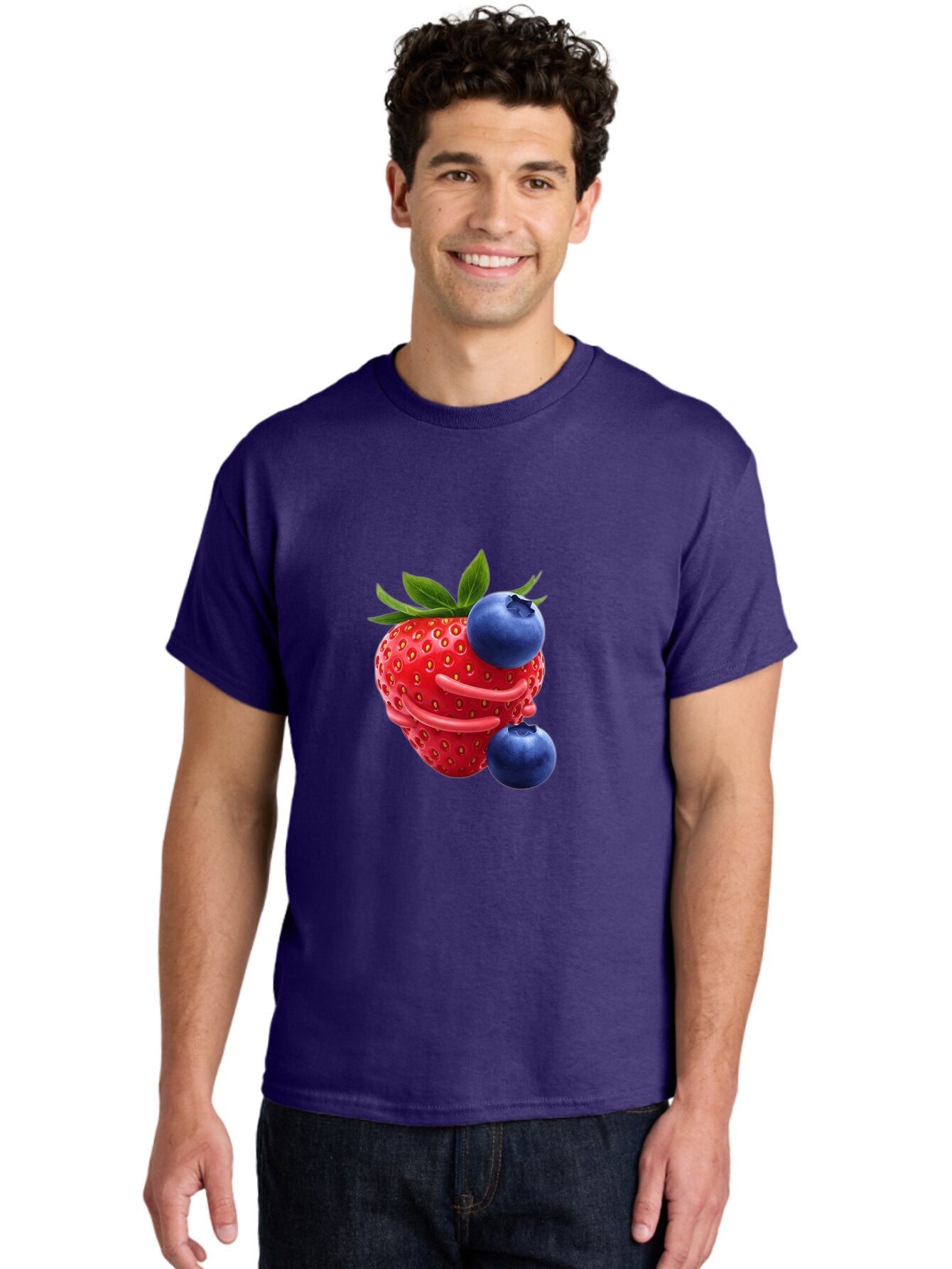 Cartoon-Strawberry-With-Blueberries Men'S Graphic Tee, 100% Cotton, Comfortable Casual Summer Wear, Machine Washable, Vintage Camera, Old Camera, Antique Camera, Black Camera, Classic Photography, Photography Equipment, Nostalgic Device, Baq447 17