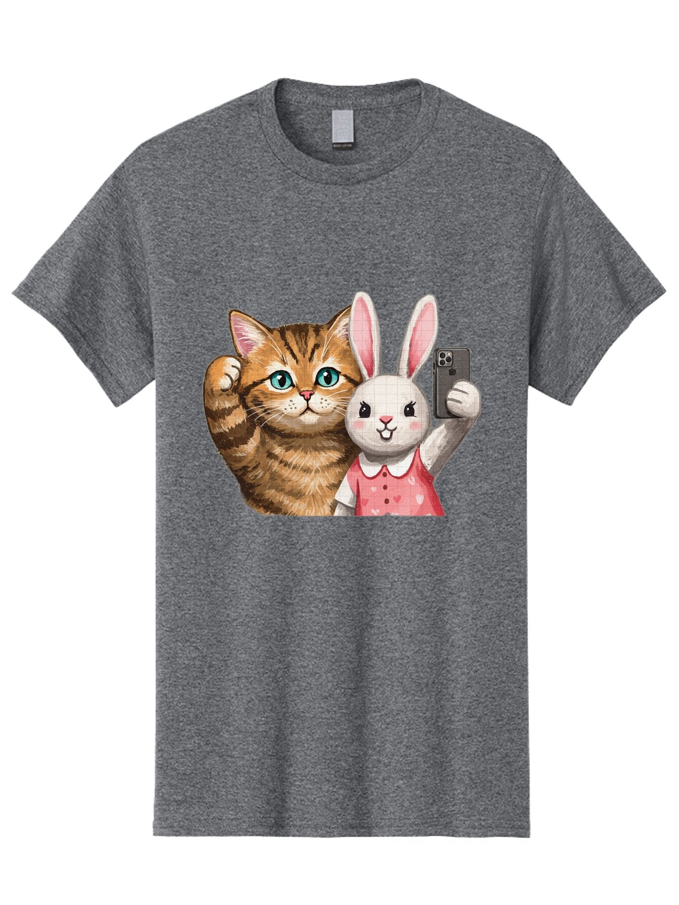 Cat-And-Bunny-Selfie Men'S Graphic Tee, 100% Cotton, Comfortable Casual Summer Wear, Machine Washable, Vintage Camera, Old Camera, Antique Camera, Black Camera, Classic Photography, Photography Equipment, Nostalgic Device, Film Camera, Baq450 7