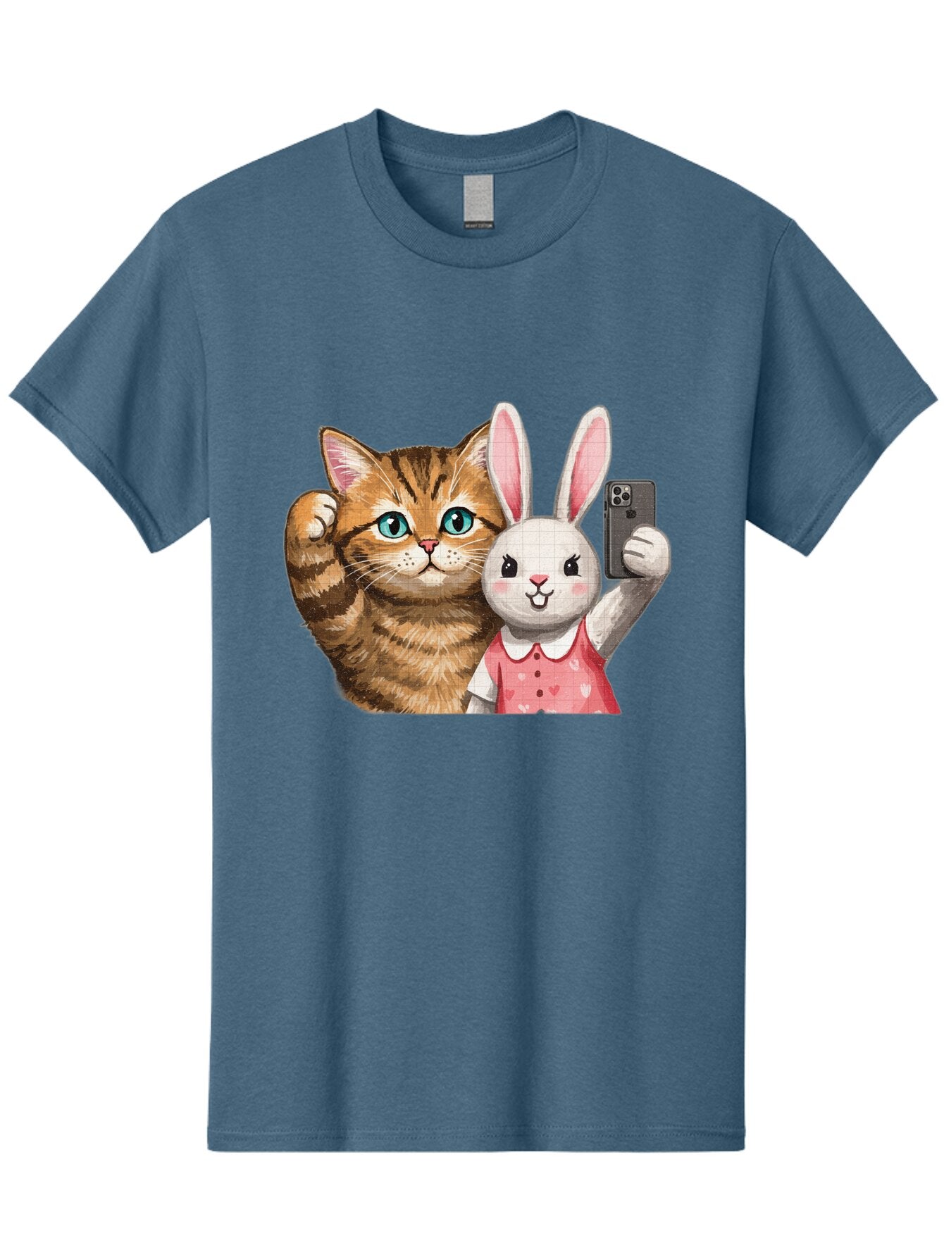 Cat-And-Bunny-Selfie Men'S Graphic Tee, 100% Cotton, Comfortable Casual Summer Wear, Machine Washable, Vintage Camera, Old Camera, Antique Camera, Black Camera, Classic Photography, Photography Equipment, Nostalgic Device, Film Camera, Baq450 11