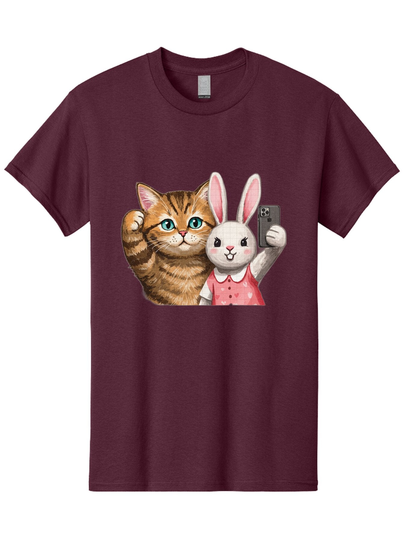 Cat-And-Bunny-Selfie Men'S Graphic Tee, 100% Cotton, Comfortable Casual Summer Wear, Machine Washable, Vintage Camera, Old Camera, Antique Camera, Black Camera, Classic Photography, Photography Equipment, Nostalgic Device, Film Camera, Baq450 8