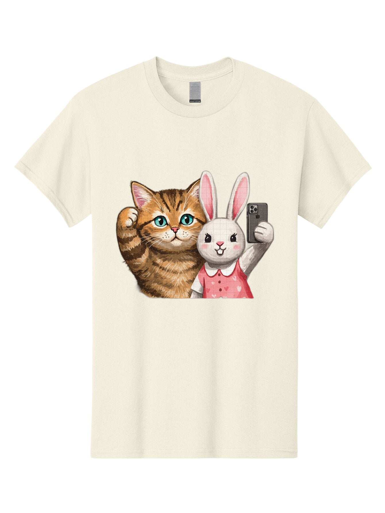 Cat-And-Bunny-Selfie Men'S Graphic Tee, 100% Cotton, Comfortable Casual Summer Wear, Machine Washable, Vintage Camera, Old Camera, Antique Camera, Black Camera, Classic Photography, Photography Equipment, Nostalgic Device, Film Camera, Baq450 6
