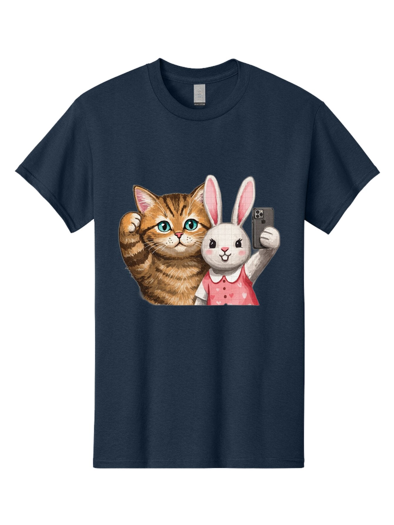 Cat-And-Bunny-Selfie Men'S Graphic Tee, 100% Cotton, Comfortable Casual Summer Wear, Machine Washable, Vintage Camera, Old Camera, Antique Camera, Black Camera, Classic Photography, Photography Equipment, Nostalgic Device, Film Camera, Baq450 14