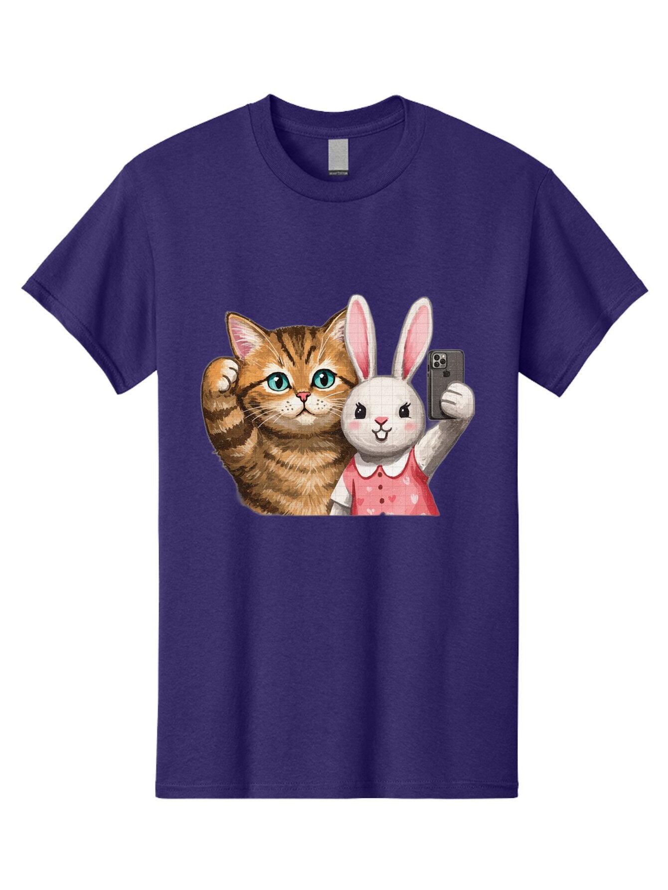 Cat-And-Bunny-Selfie Men'S Graphic Tee, 100% Cotton, Comfortable Casual Summer Wear, Machine Washable, Vintage Camera, Old Camera, Antique Camera, Black Camera, Classic Photography, Photography Equipment, Nostalgic Device, Film Camera, Baq450 12