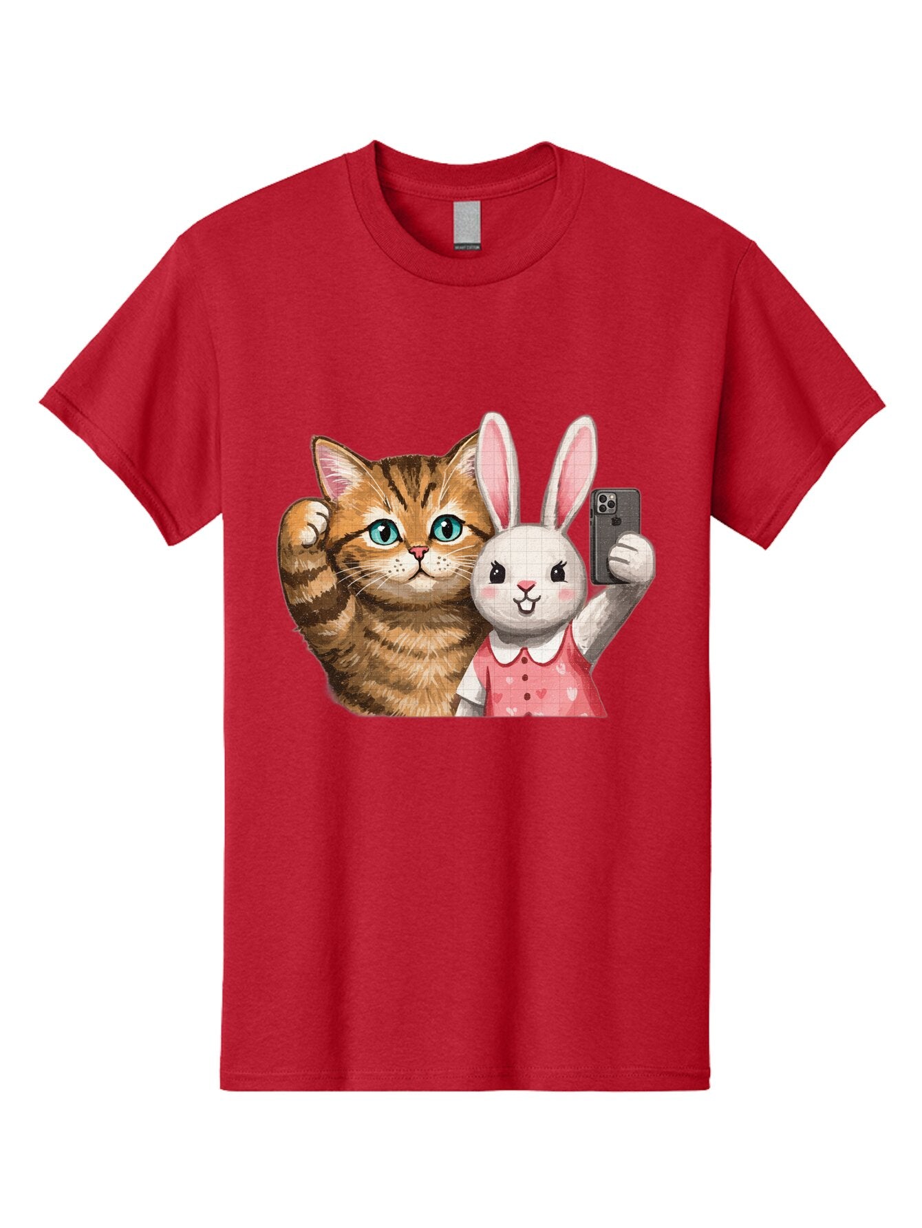 Cat-And-Bunny-Selfie Men'S Graphic Tee, 100% Cotton, Comfortable Casual Summer Wear, Machine Washable, Vintage Camera, Old Camera, Antique Camera, Black Camera, Classic Photography, Photography Equipment, Nostalgic Device, Film Camera, Baq450 13