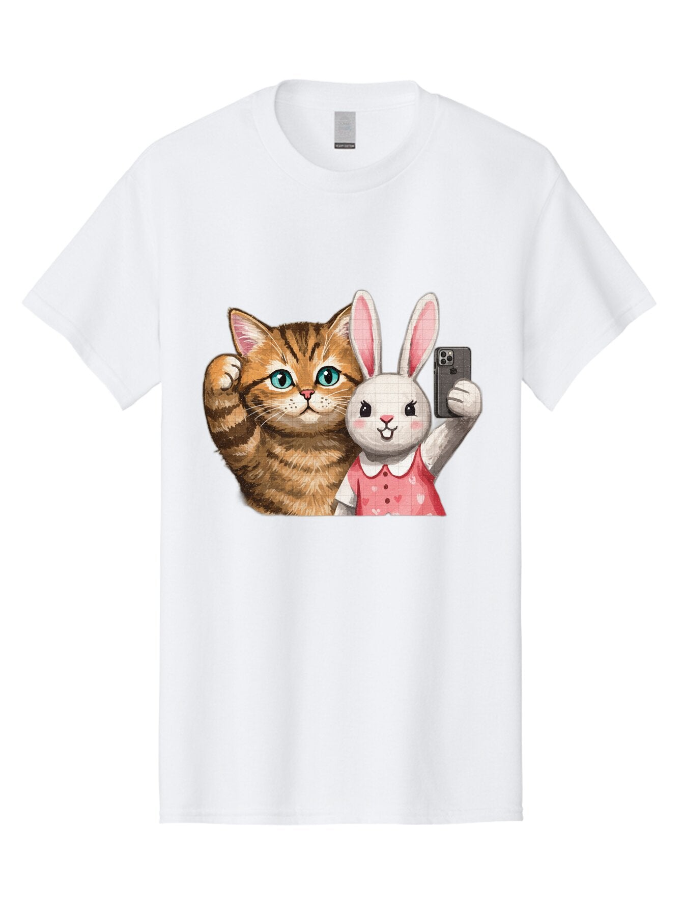 Cat-And-Bunny-Selfie Men'S Graphic Tee, 100% Cotton, Comfortable Casual Summer Wear, Machine Washable, Vintage Camera, Old Camera, Antique Camera, Black Camera, Classic Photography, Photography Equipment, Nostalgic Device, Film Camera, Baq450 5