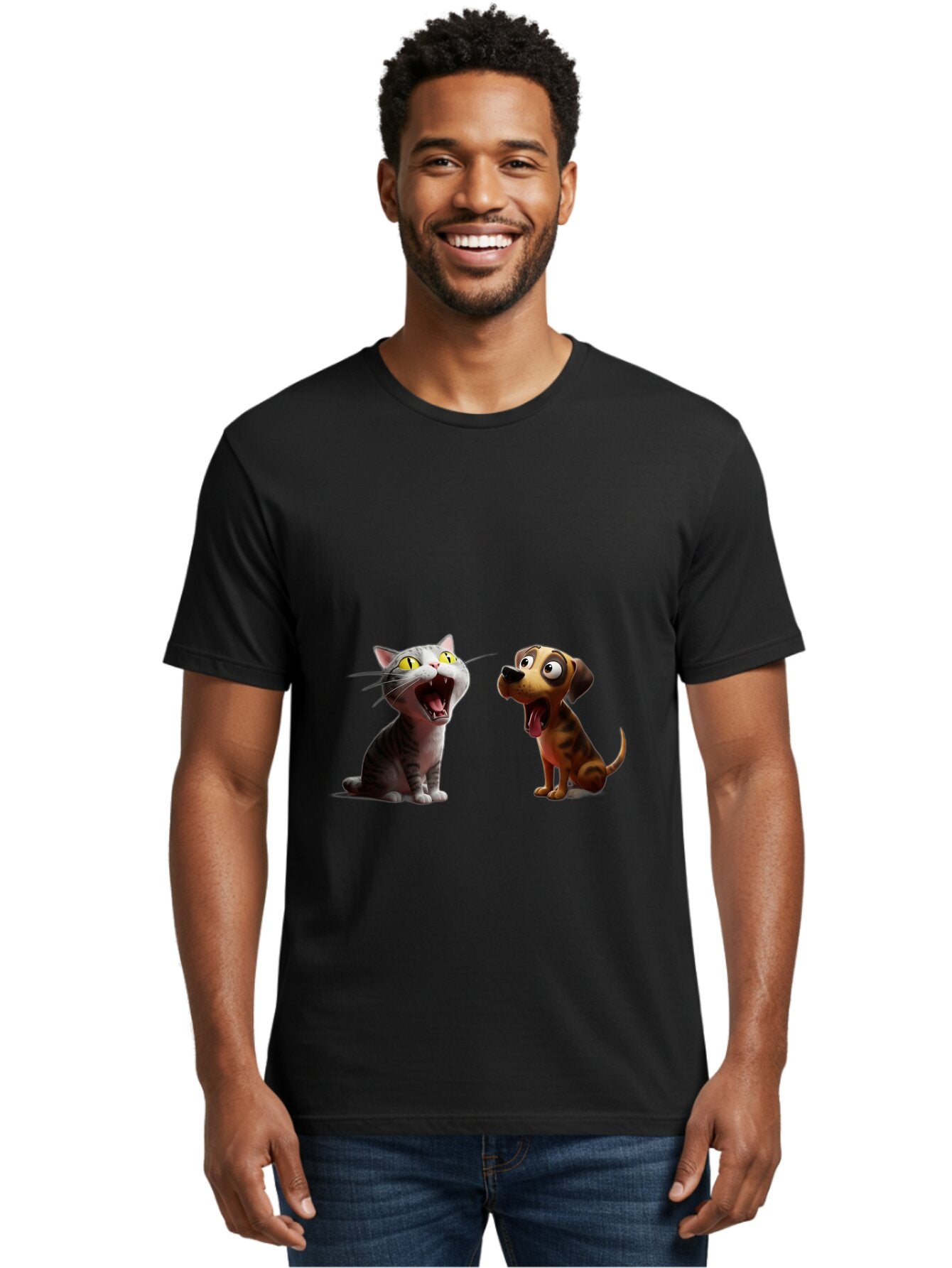 Cat-And-Dog-Howling Men'S Graphic Tee, 100% Cotton, Comfortable Casual Summer Wear, Machine Washable, Vintage Camera, Old Camera, Antique Camera, Black Camera, Classic Photography, Photography Equipment, Nostalgic Device, Film Camera, Baq451 25