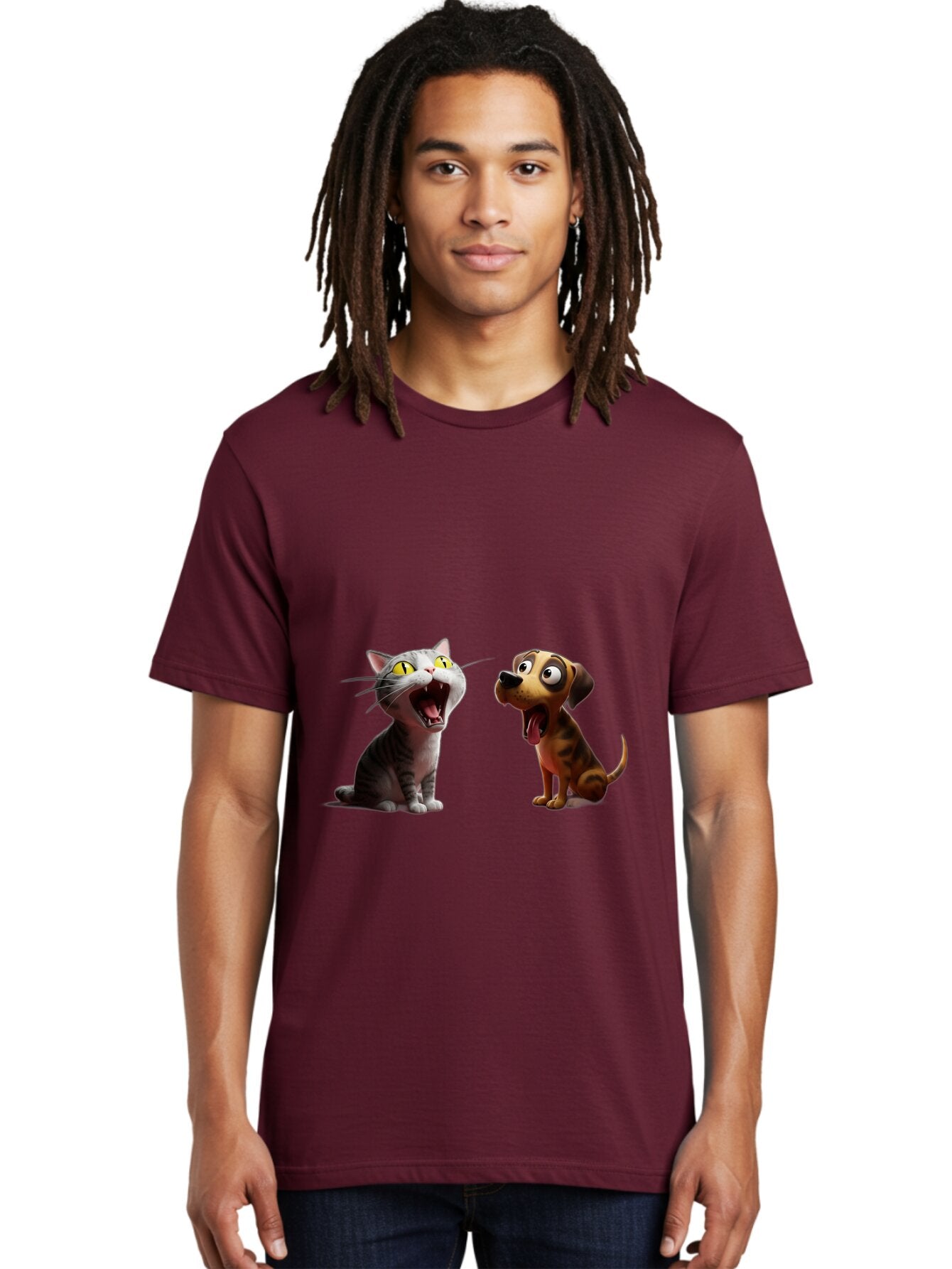 Cat-And-Dog-Howling Men'S Graphic Tee, 100% Cotton, Comfortable Casual Summer Wear, Machine Washable, Vintage Camera, Old Camera, Antique Camera, Black Camera, Classic Photography, Photography Equipment, Nostalgic Device, Film Camera, Baq451 23