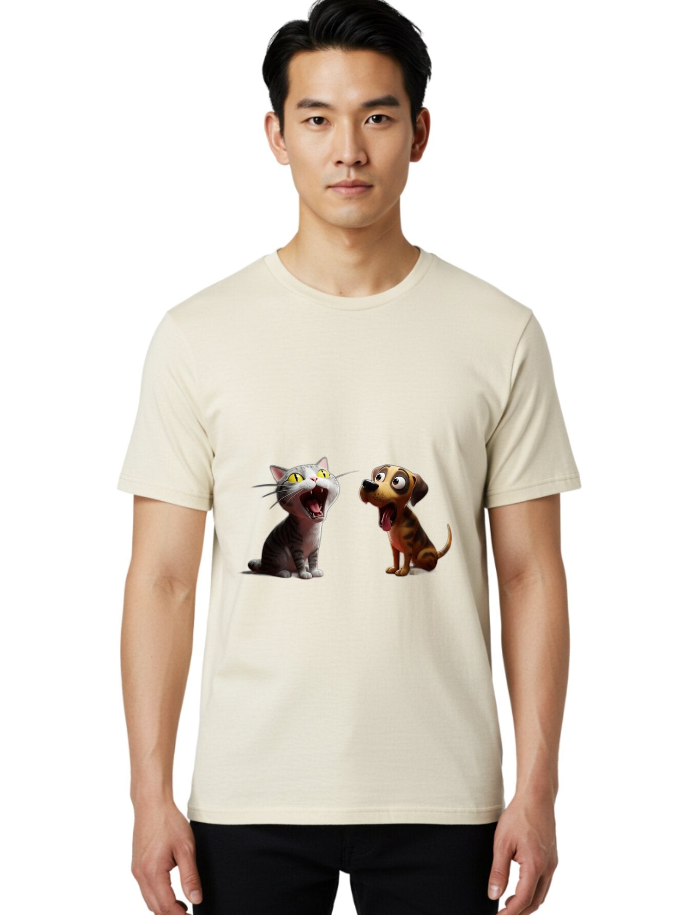 Cat-And-Dog-Howling Men'S Graphic Tee, 100% Cotton, Comfortable Casual Summer Wear, Machine Washable, Vintage Camera, Old Camera, Antique Camera, Black Camera, Classic Photography, Photography Equipment, Nostalgic Device, Film Camera, Baq451 17