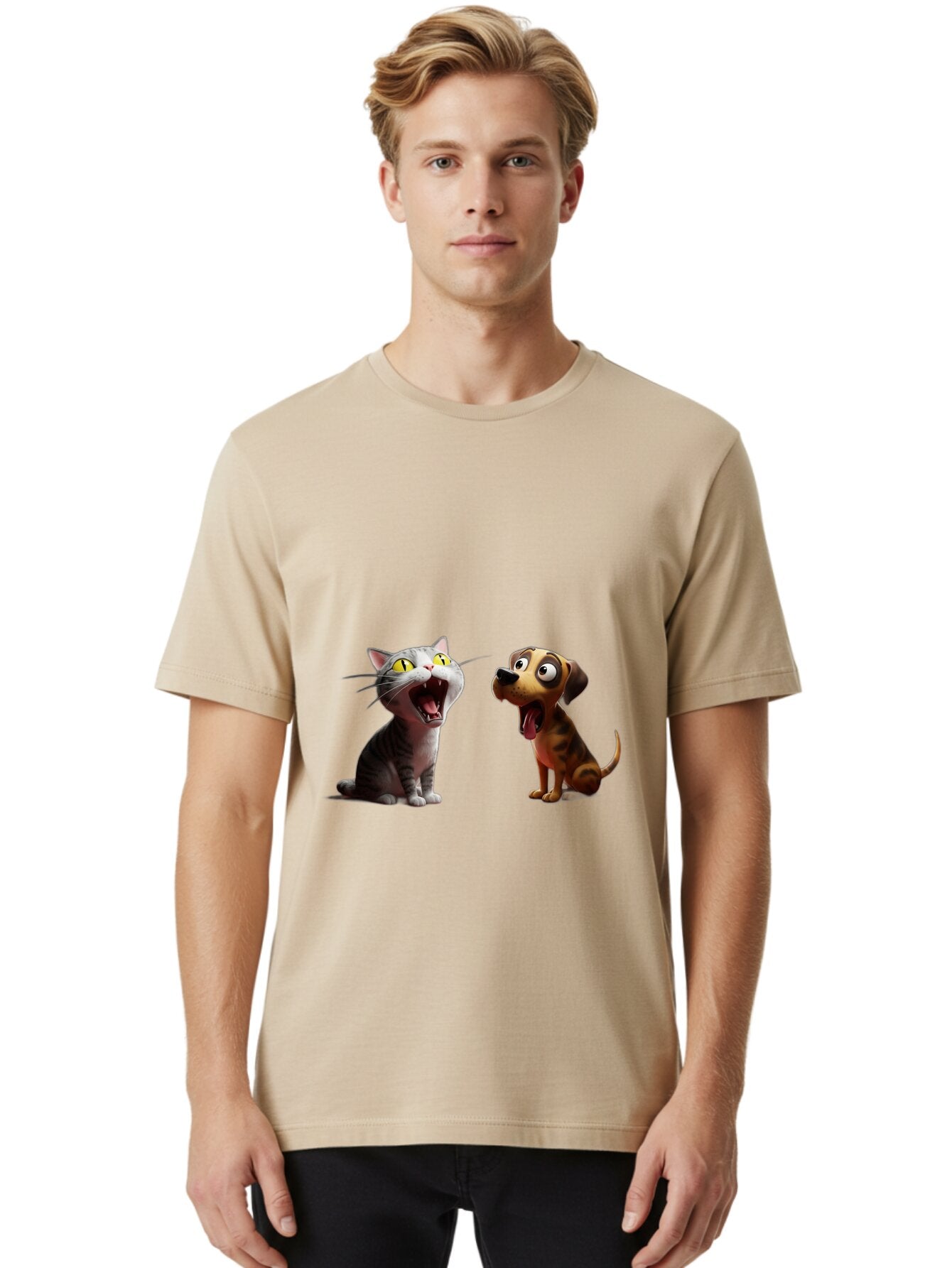 Cat-And-Dog-Howling Men'S Graphic Tee, 100% Cotton, Comfortable Casual Summer Wear, Machine Washable, Vintage Camera, Old Camera, Antique Camera, Black Camera, Classic Photography, Photography Equipment, Nostalgic Device, Film Camera, Baq451 21