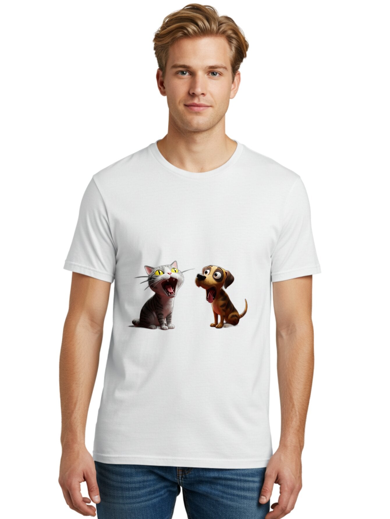 Cat-And-Dog-Howling Men'S Graphic Tee, 100% Cotton, Comfortable Casual Summer Wear, Machine Washable, Vintage Camera, Old Camera, Antique Camera, Black Camera, Classic Photography, Photography Equipment, Nostalgic Device, Film Camera, Baq451 26