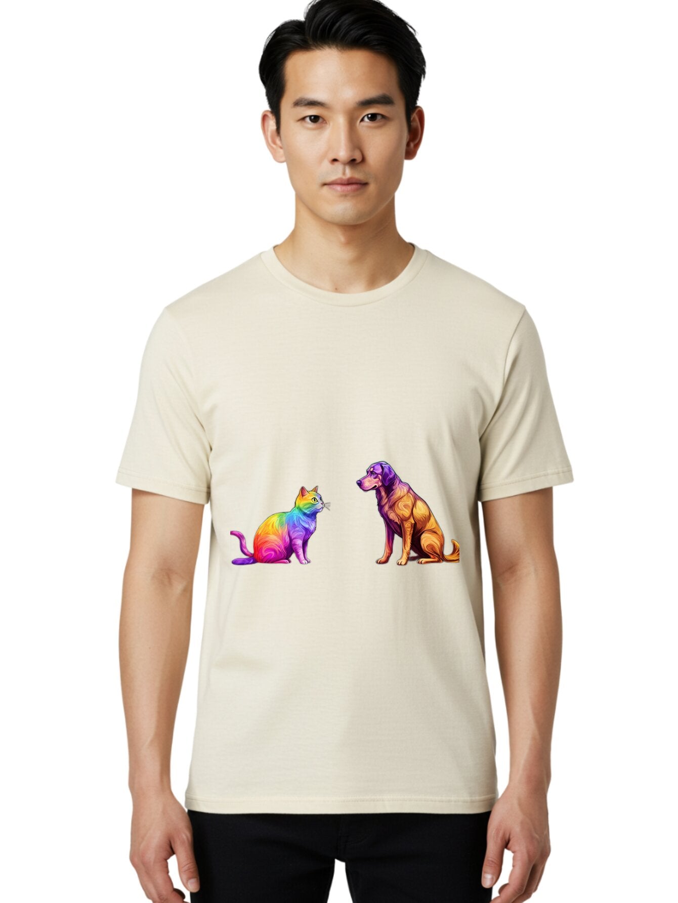 Cat-And-Dog Men'S Graphic Tee, 100% Cotton, Comfortable Casual Summer Wear, Machine Washable, Vintage Camera, Old Camera, Antique Camera, Black Camera, Classic Photography, Photography Equipment, Nostalgic Device, Film Camera, Camera Art Baq452 23