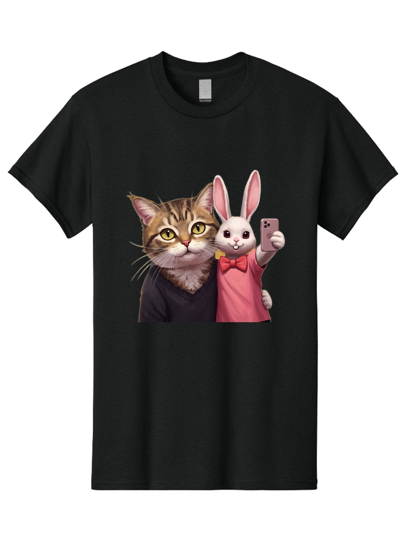 Cat-And-Rabbit-1 Men'S Graphic Tee, 100% Cotton, Comfortable Casual Summer Wear, Machine Washable, Vintage Camera, Old Camera, Antique Camera, Black Camera, Classic Photography, Photography Equipment, Nostalgic Device, Film Camera, Camera Art Baq453