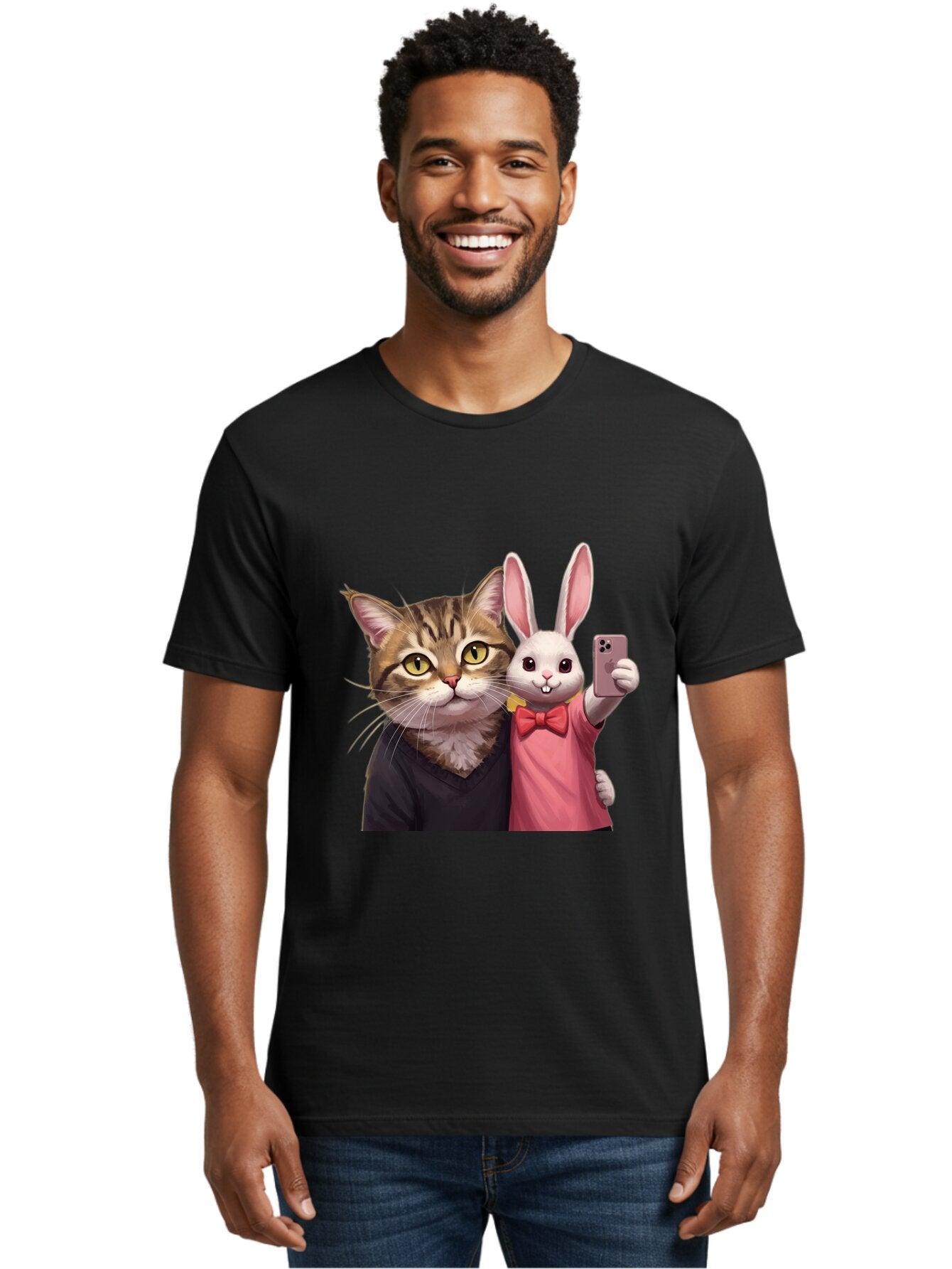 Cat-And-Rabbit-1 Men'S Graphic Tee, 100% Cotton, Comfortable Casual Summer Wear, Machine Washable, Vintage Camera, Old Camera, Antique Camera, Black Camera, Classic Photography, Photography Equipment, Nostalgic Device, Film Camera, Camera Art Baq453 19