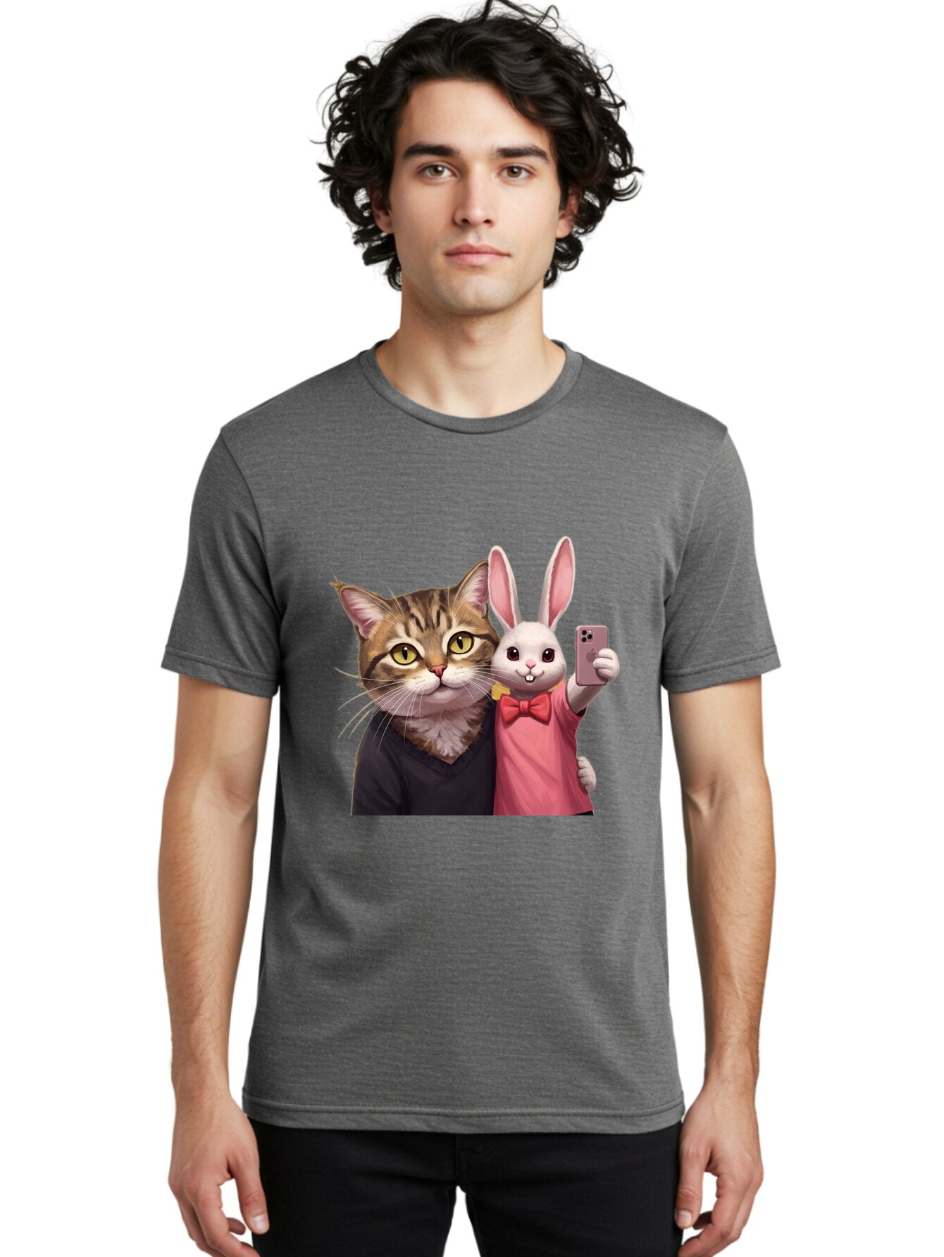 Cat-And-Rabbit-1 Men'S Graphic Tee, 100% Cotton, Comfortable Casual Summer Wear, Machine Washable, Vintage Camera, Old Camera, Antique Camera, Black Camera, Classic Photography, Photography Equipment, Nostalgic Device, Film Camera, Camera Art Baq453 28