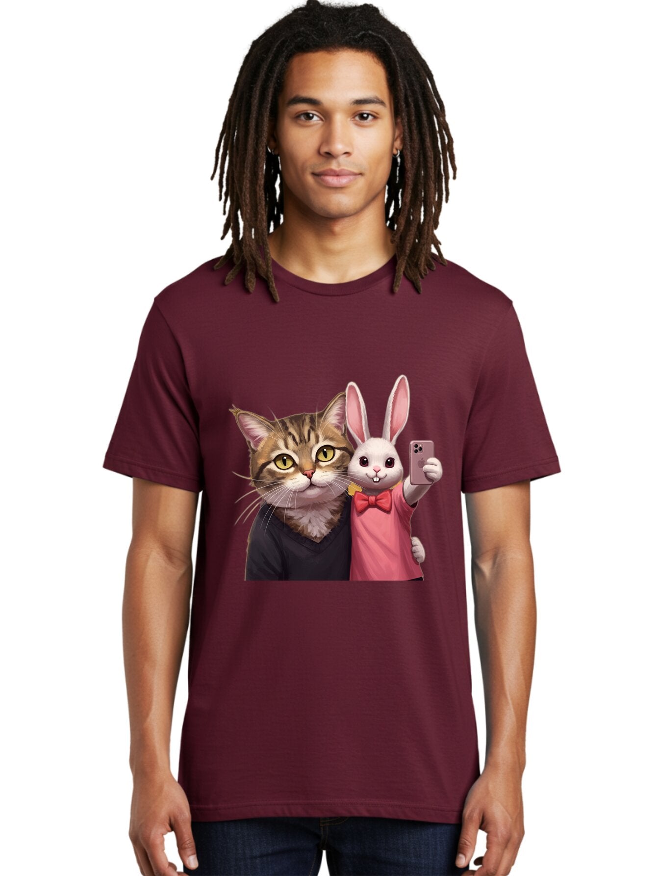 Cat-And-Rabbit-1 Men'S Graphic Tee, 100% Cotton, Comfortable Casual Summer Wear, Machine Washable, Vintage Camera, Old Camera, Antique Camera, Black Camera, Classic Photography, Photography Equipment, Nostalgic Device, Film Camera, Camera Art Baq453 26