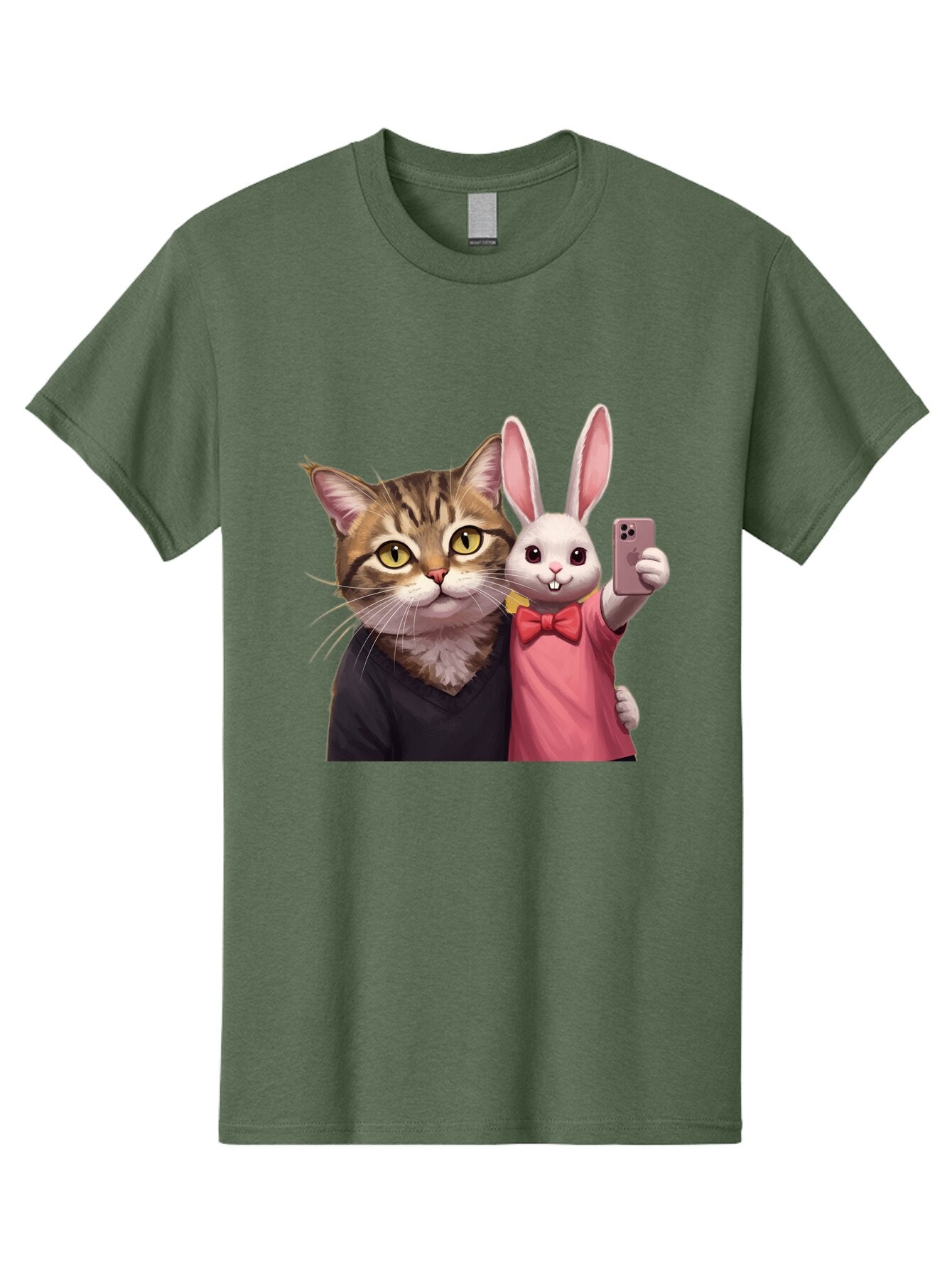 Cat-And-Rabbit-1 Men'S Graphic Tee, 100% Cotton, Comfortable Casual Summer Wear, Machine Washable, Vintage Camera, Old Camera, Antique Camera, Black Camera, Classic Photography, Photography Equipment, Nostalgic Device, Film Camera, Camera Art Baq453 4