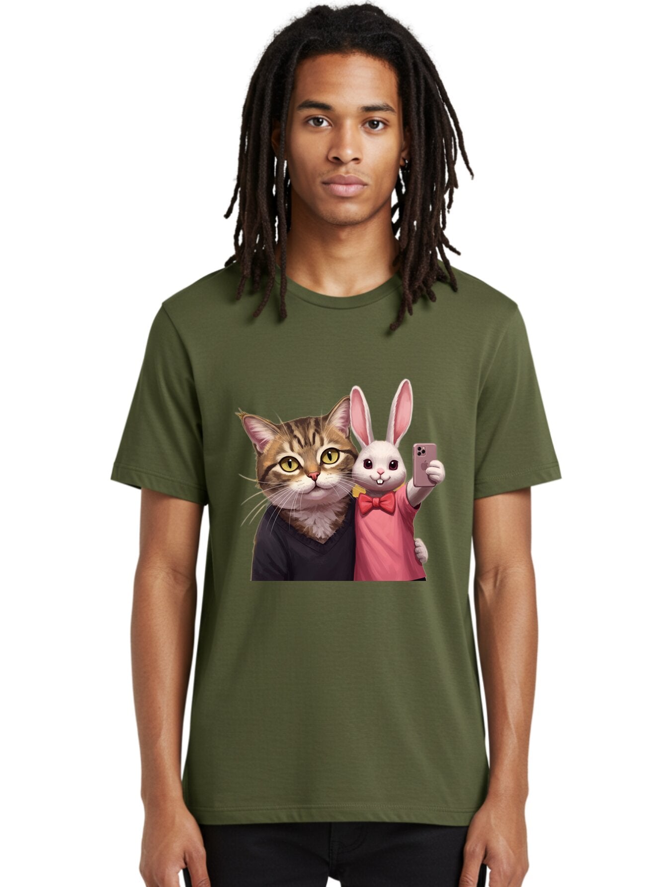 Cat-And-Rabbit-1 Men'S Graphic Tee, 100% Cotton, Comfortable Casual Summer Wear, Machine Washable, Vintage Camera, Old Camera, Antique Camera, Black Camera, Classic Photography, Photography Equipment, Nostalgic Device, Film Camera, Camera Art Baq453 18