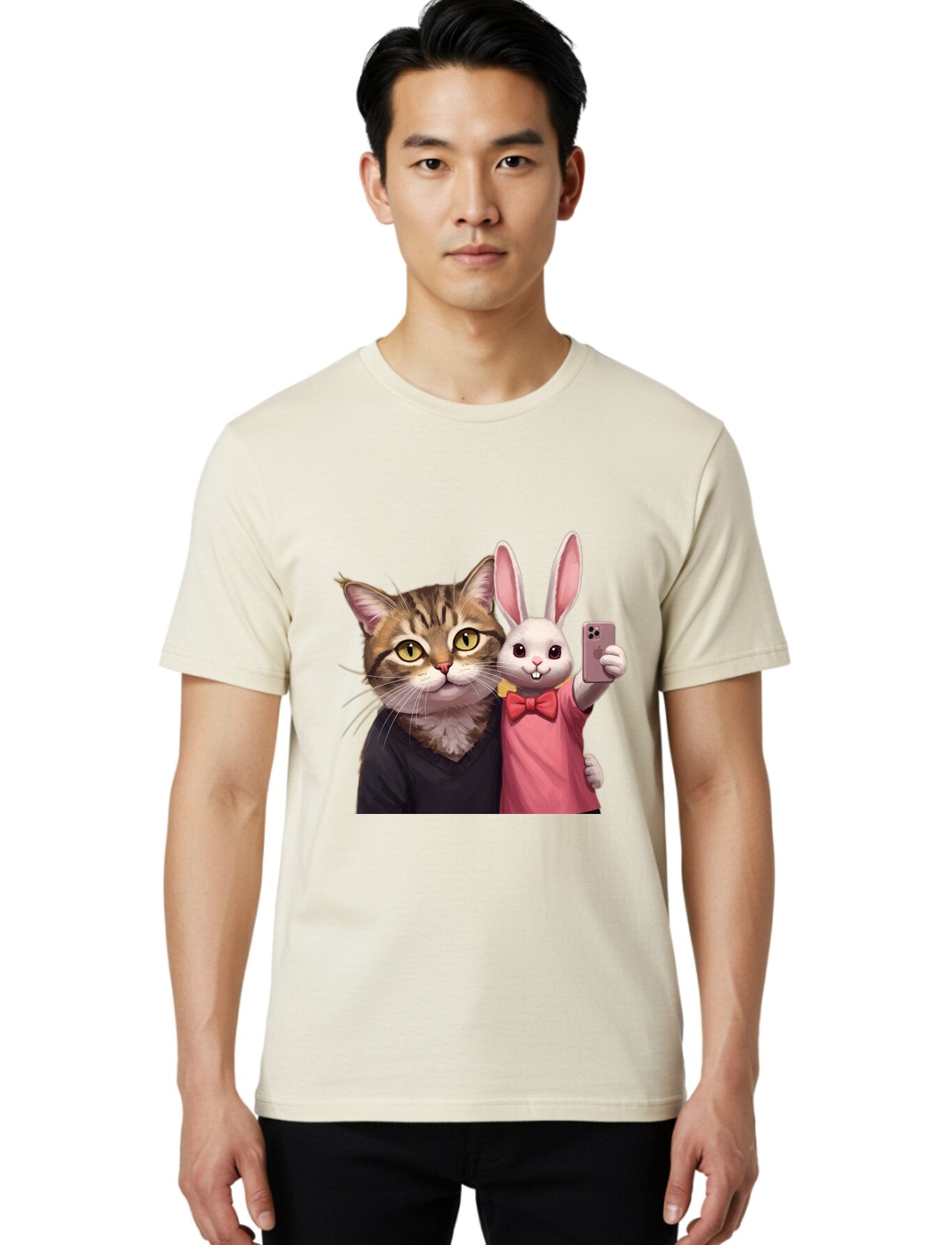 Cat-And-Rabbit-1 Men'S Graphic Tee, 100% Cotton, Comfortable Casual Summer Wear, Machine Washable, Vintage Camera, Old Camera, Antique Camera, Black Camera, Classic Photography, Photography Equipment, Nostalgic Device, Film Camera, Camera Art Baq453 29
