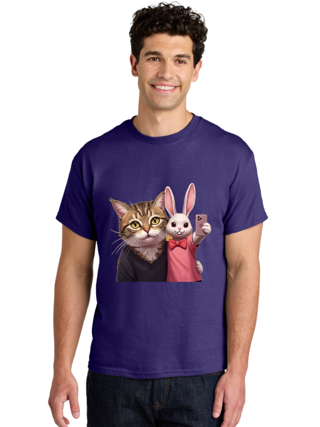 Cat-And-Rabbit-1 Men'S Graphic Tee, 100% Cotton, Comfortable Casual Summer Wear, Machine Washable, Vintage Camera, Old Camera, Antique Camera, Black Camera, Classic Photography, Photography Equipment, Nostalgic Device, Film Camera, Camera Art Baq453 23