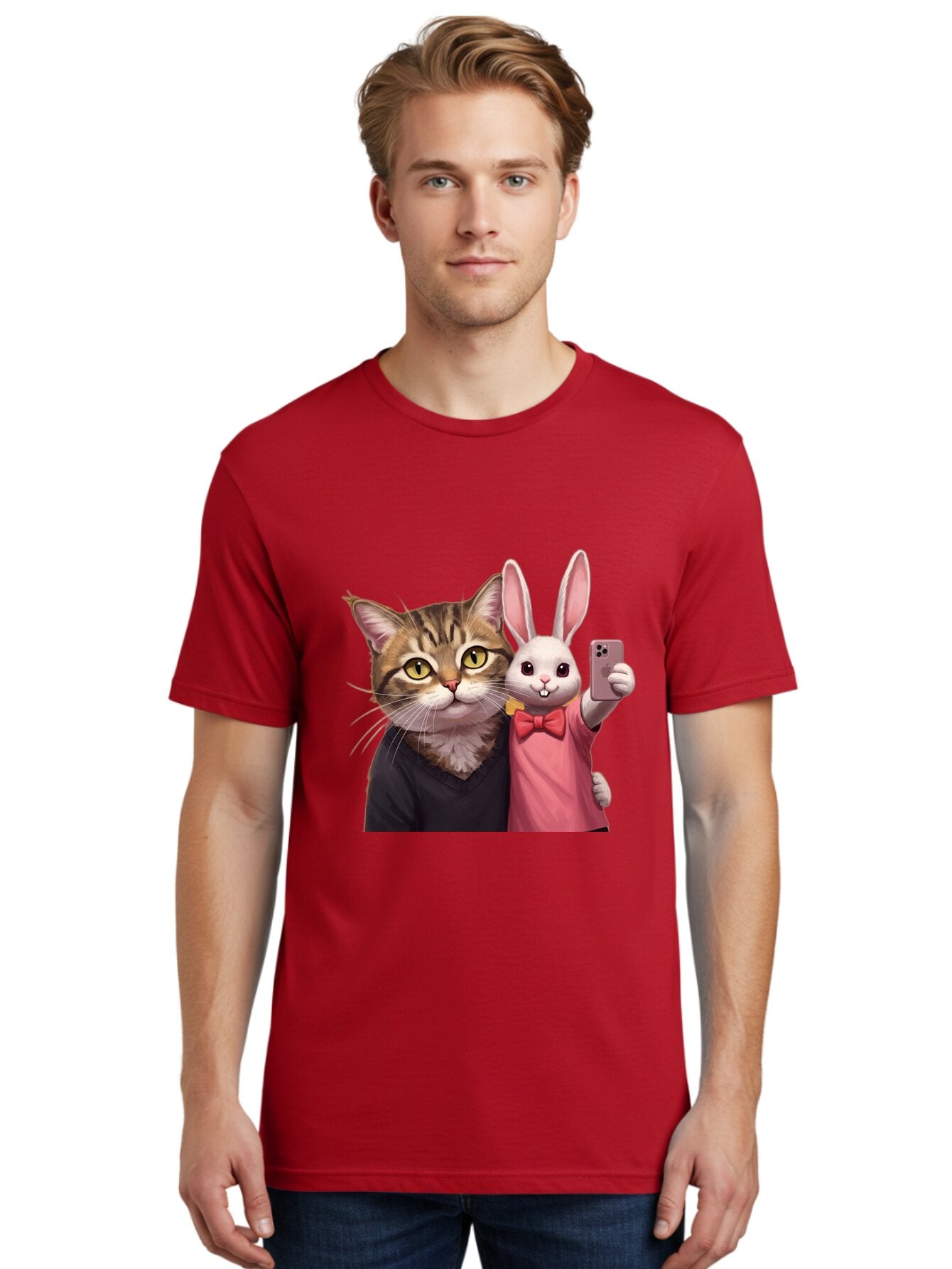 Cat-And-Rabbit-1 Men'S Graphic Tee, 100% Cotton, Comfortable Casual Summer Wear, Machine Washable, Vintage Camera, Old Camera, Antique Camera, Black Camera, Classic Photography, Photography Equipment, Nostalgic Device, Film Camera, Camera Art Baq453 16