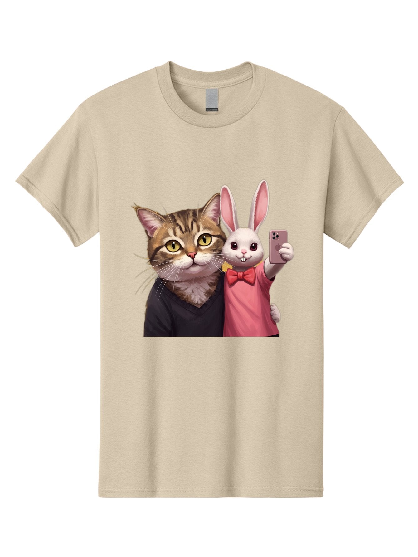Cat-And-Rabbit-1 Men'S Graphic Tee, 100% Cotton, Comfortable Casual Summer Wear, Machine Washable, Vintage Camera, Old Camera, Antique Camera, Black Camera, Classic Photography, Photography Equipment, Nostalgic Device, Film Camera, Camera Art Baq453