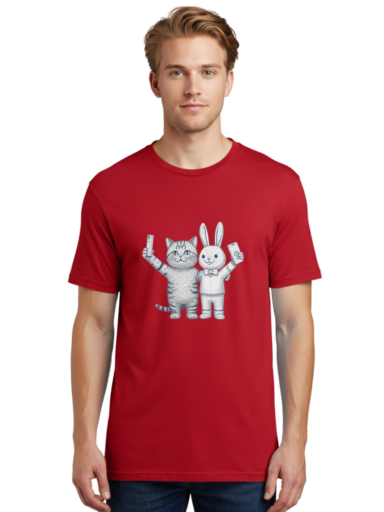 Cat-And-Rabbit-Duo Men'S Graphic Tee, 100% Cotton, Comfortable Casual Summer Wear, Machine Washable, Vintage Camera, Old Camera, Antique Camera, Black Camera, Classic Photography, Photography Equipment, Nostalgic Device, Film Camera, Baq455 22