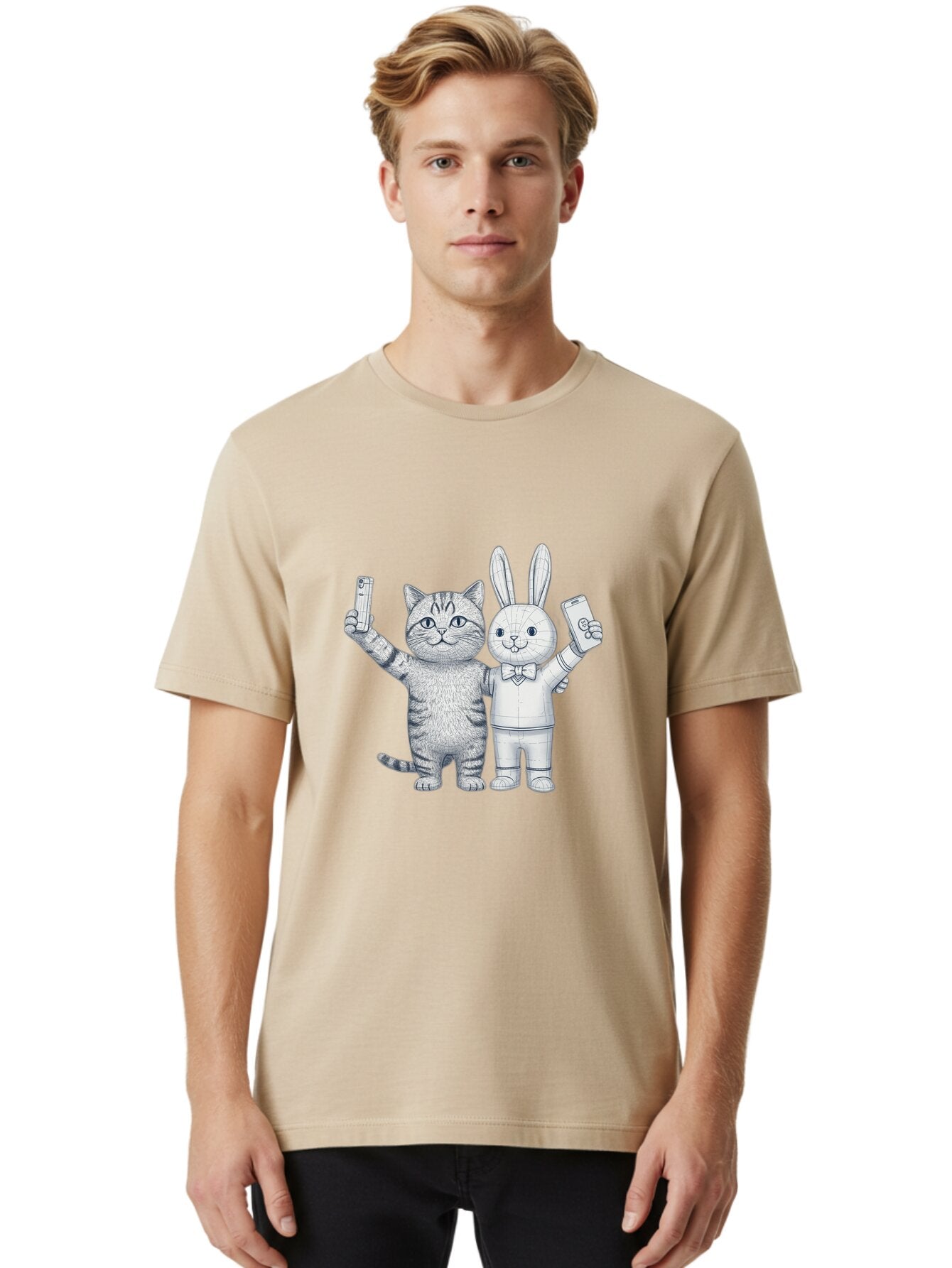 Cat-And-Rabbit-Duo Men'S Graphic Tee, 100% Cotton, Comfortable Casual Summer Wear, Machine Washable, Vintage Camera, Old Camera, Antique Camera, Black Camera, Classic Photography, Photography Equipment, Nostalgic Device, Film Camera, Baq455 28