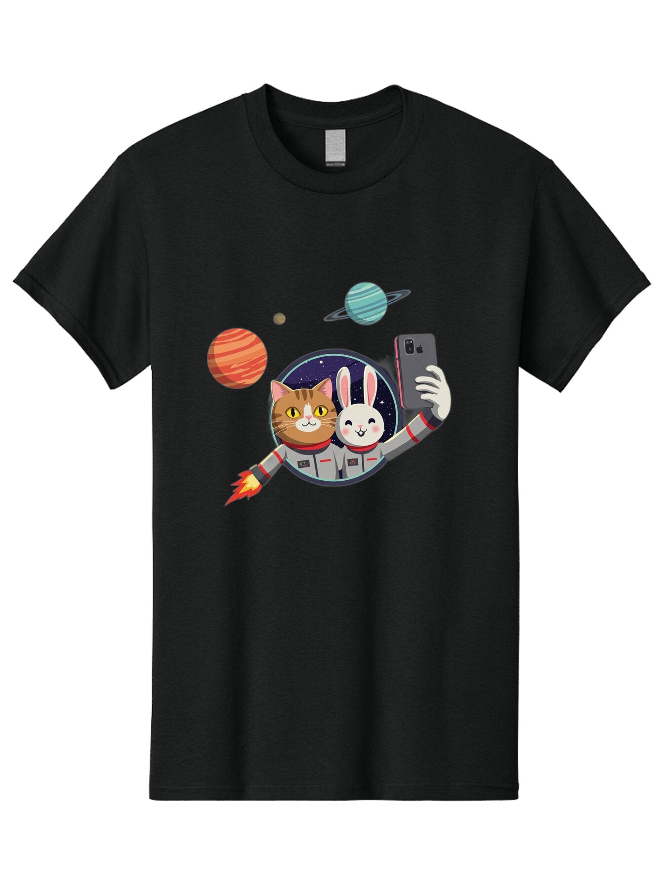Cat-And-Rabbit-In-Space Men'S Graphic Tee, 100% Cotton, Comfortable Casual Summer Wear, Machine Washable, Vintage Camera, Old Camera, Antique Camera, Black Camera, Classic Photography, Photography Equipment, Nostalgic Device, Film Camera, Baq456 4